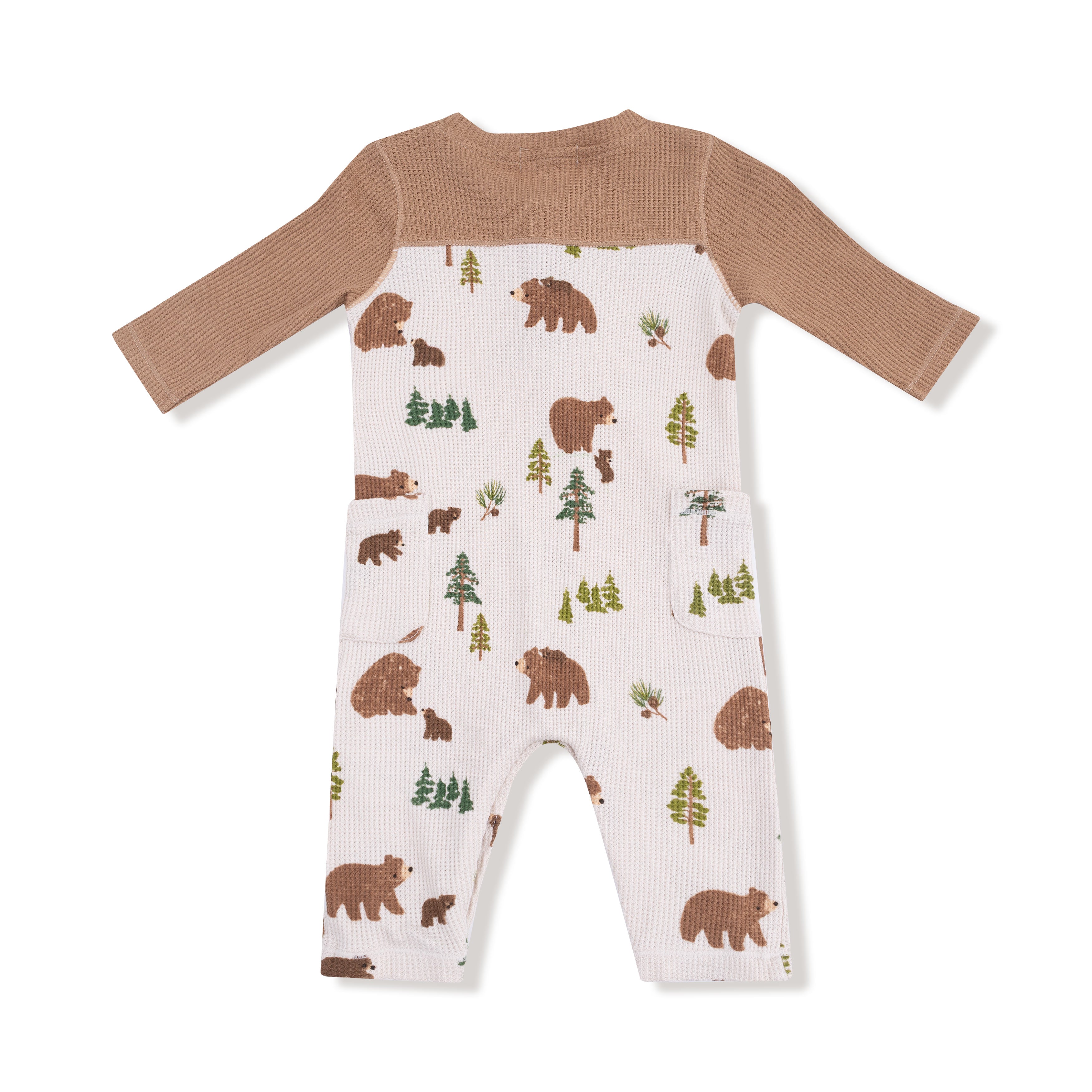 Romper with Contrast Sleeves in our  Sweet Brown Bears print from Angel Dear
