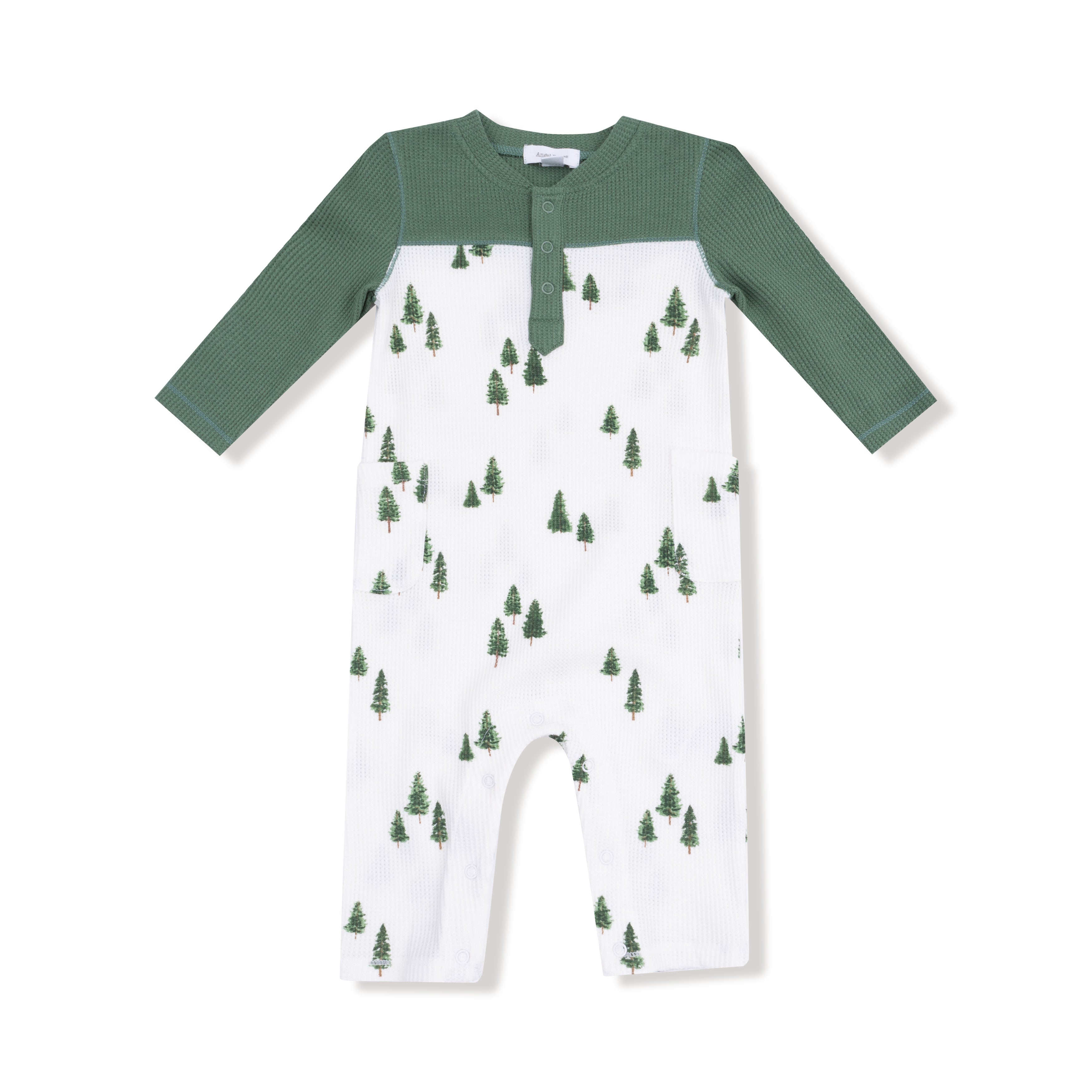 Romper with Contrast Sleeves in our  Tiny Forest print from Angel Dear