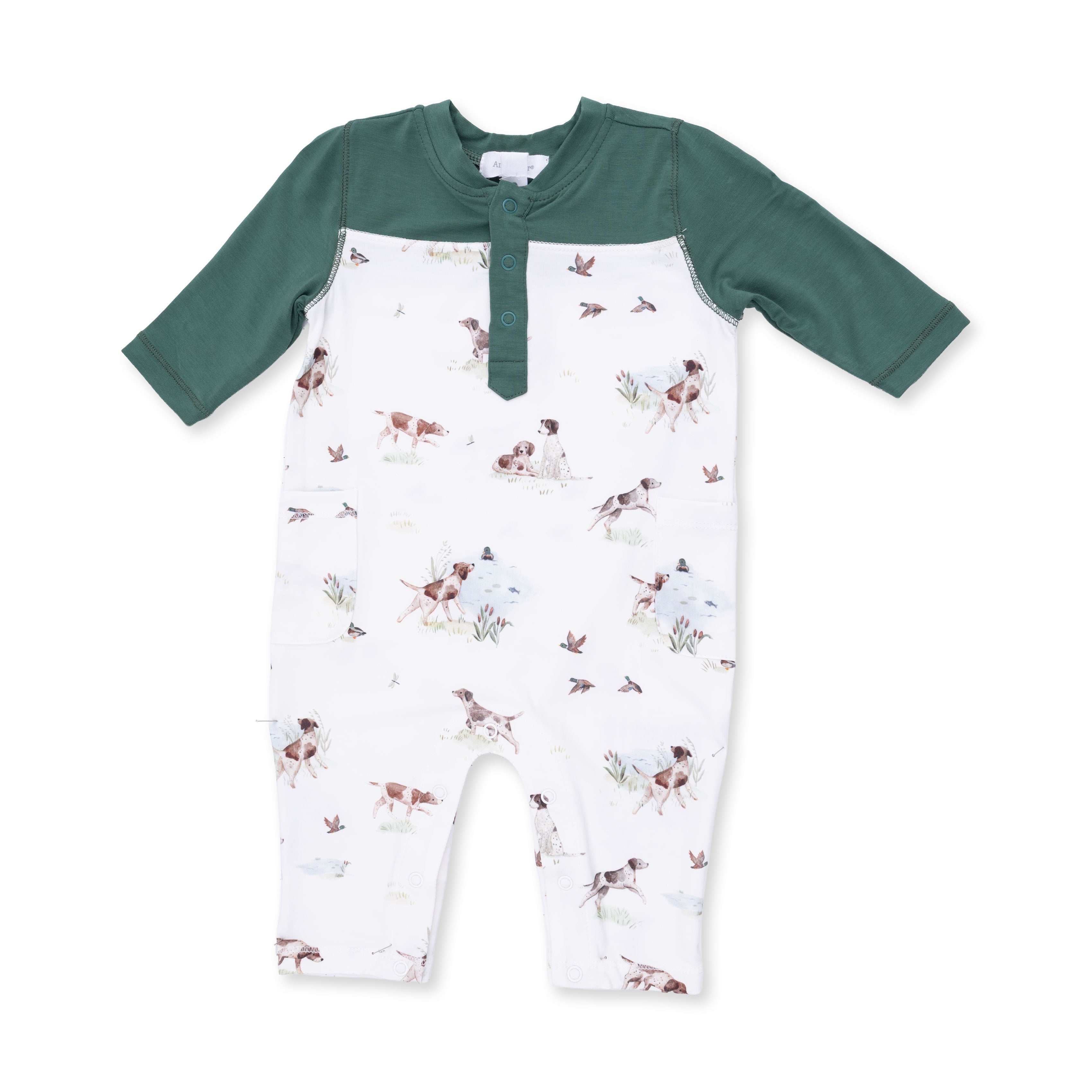 Pointer Pups and Duck Buddies - Romper with Contrast Sleeves