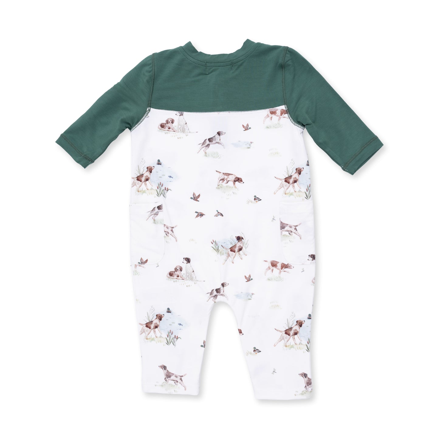 Pointer Pups and Duck Buddies - Romper with Contrast Sleeves