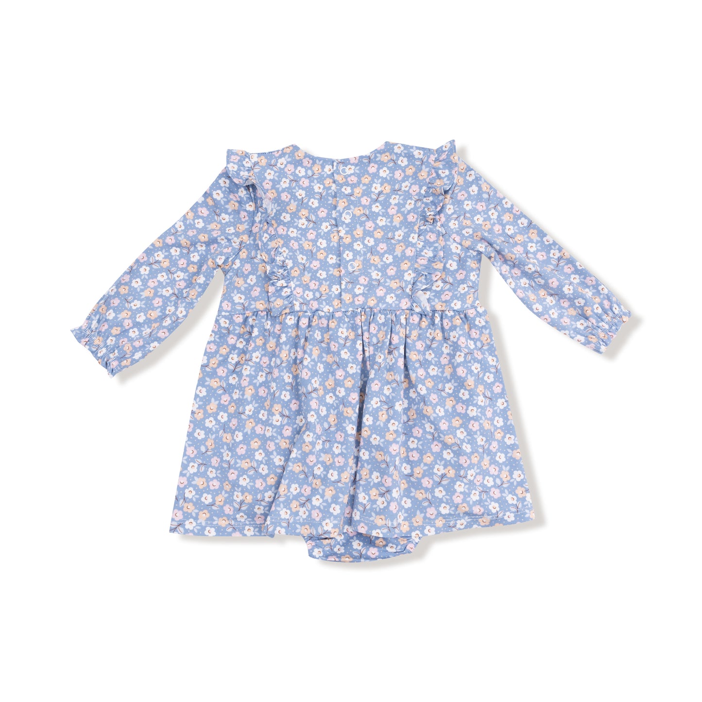 Ruffle Long Sleeve Bodysuit Dress in our  Country Calico print from Angel Dear
