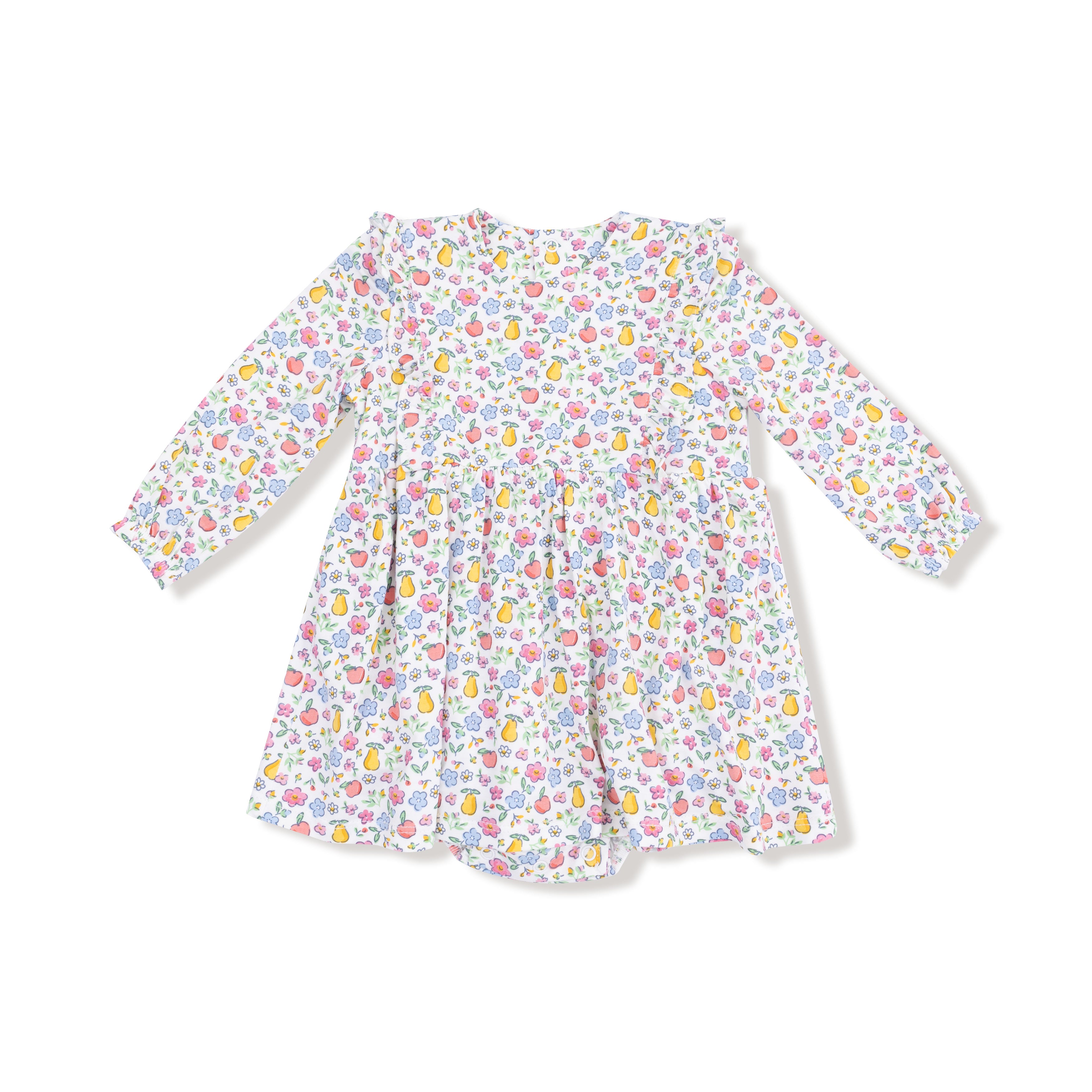Ruffle Long Sleeve Bodysuit in our  Fall Fruit Floral print from Angel Dear