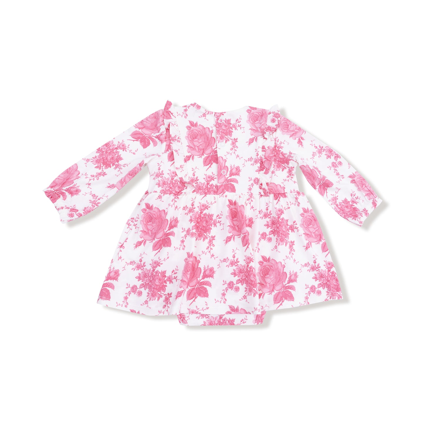 Ruffle Long Sleeve Bodysuit Dress in our  Vintage Pink Roses print from Angel Dear