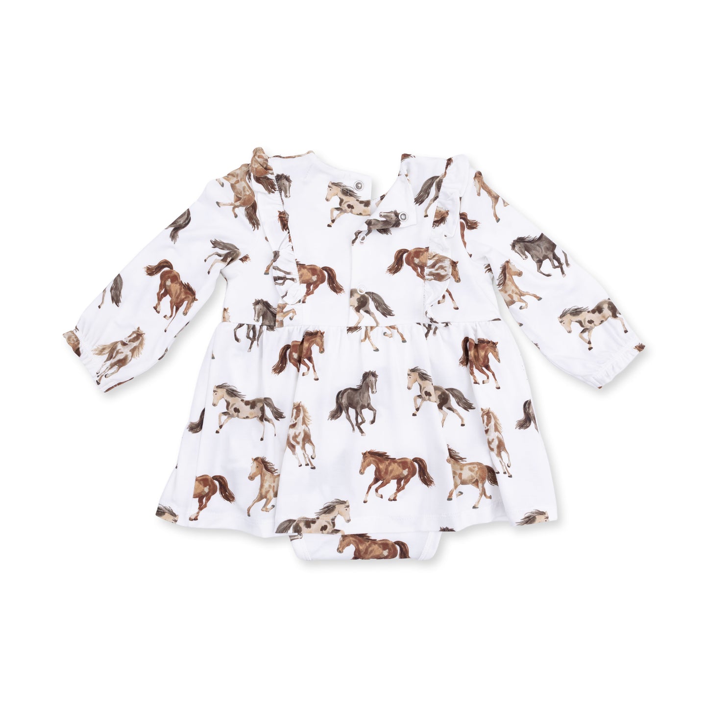 Wild Horses - Long Sleeve Ruffle Bodysuit Dress