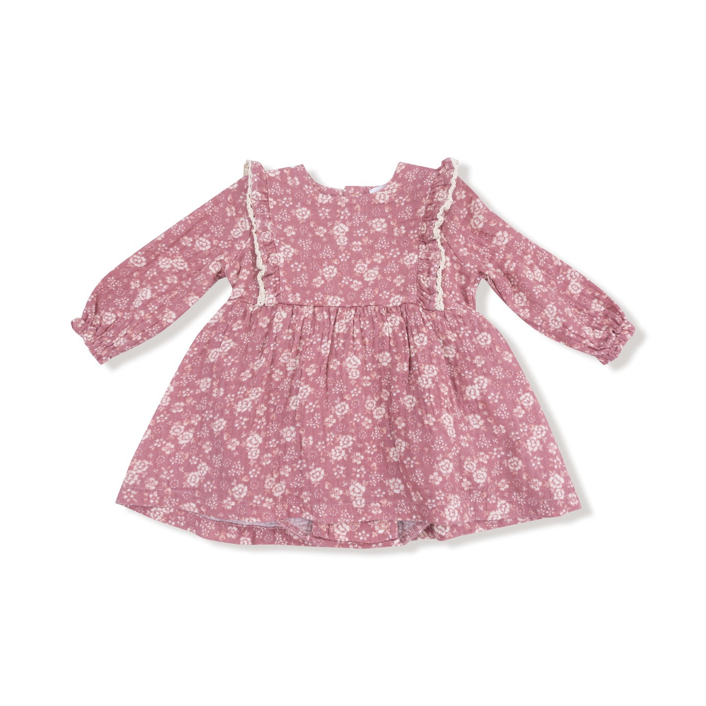 Ruffle Long Sleeve Bubble with Skirt in our  Bandana Floral print from Angel Dear