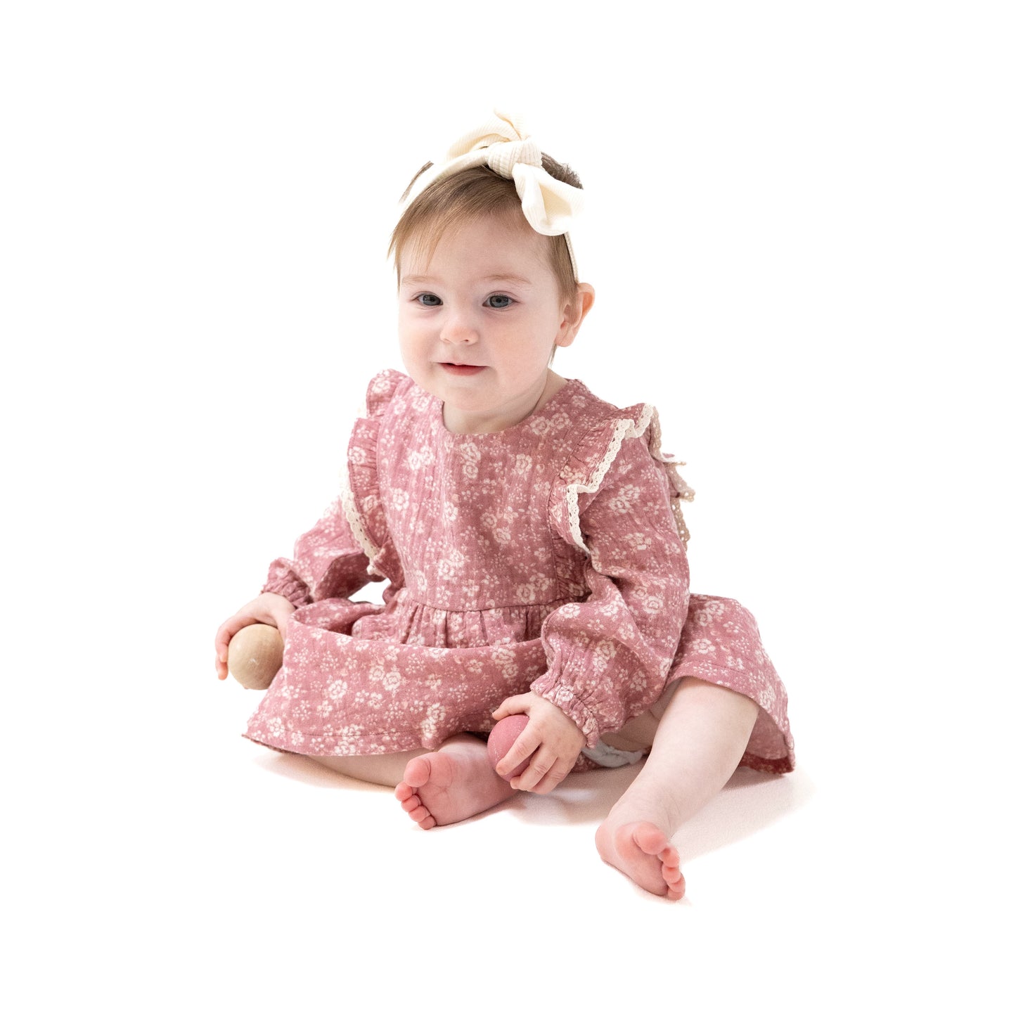 Ruffle Long Sleeve Bubble with Skirt in our  Bandana Floral print from Angel Dear