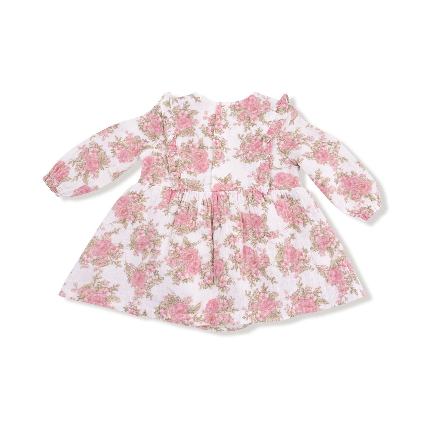 Ruffle Long Sleeve Bubble with Skirt in our  Heirloom Bouquets print from Angel Dear