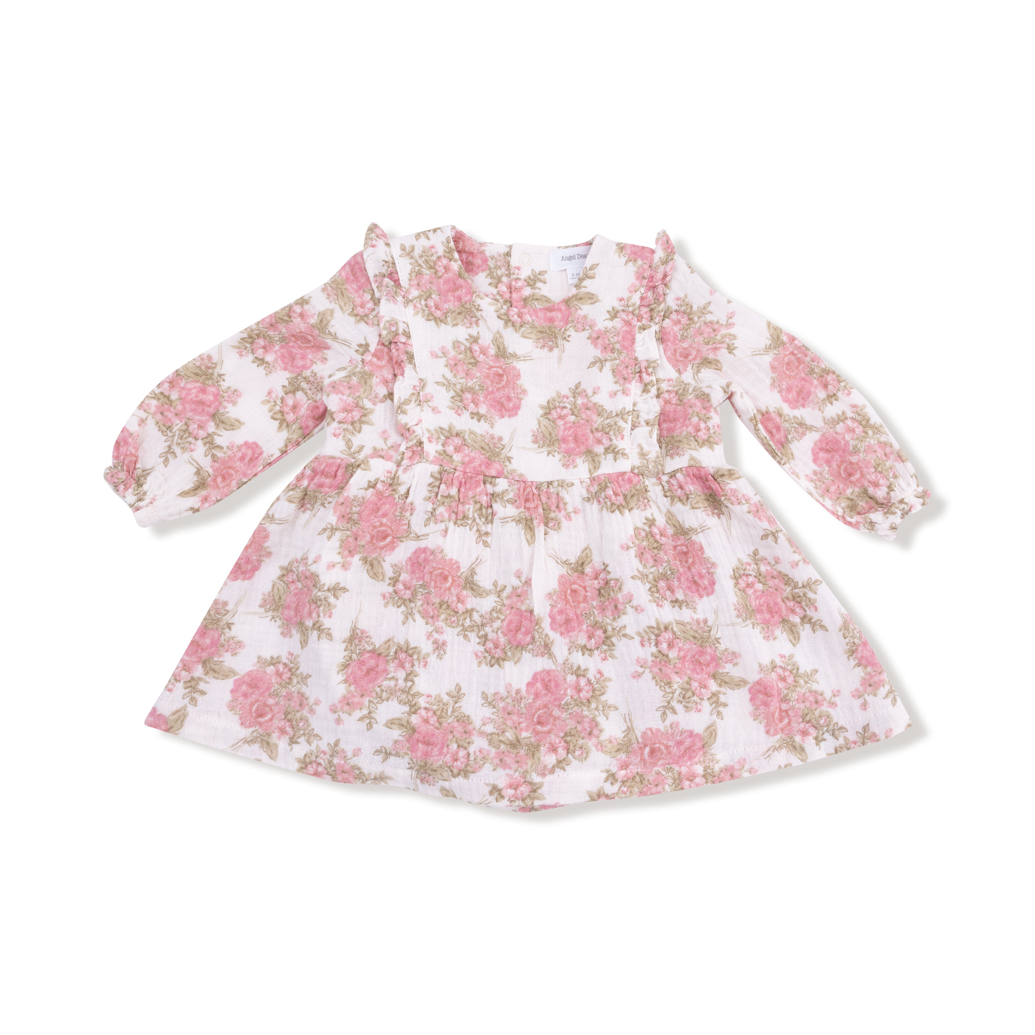 Ruffle Long Sleeve Bubble with Skirt in our  Heirloom Bouquets print from Angel Dear