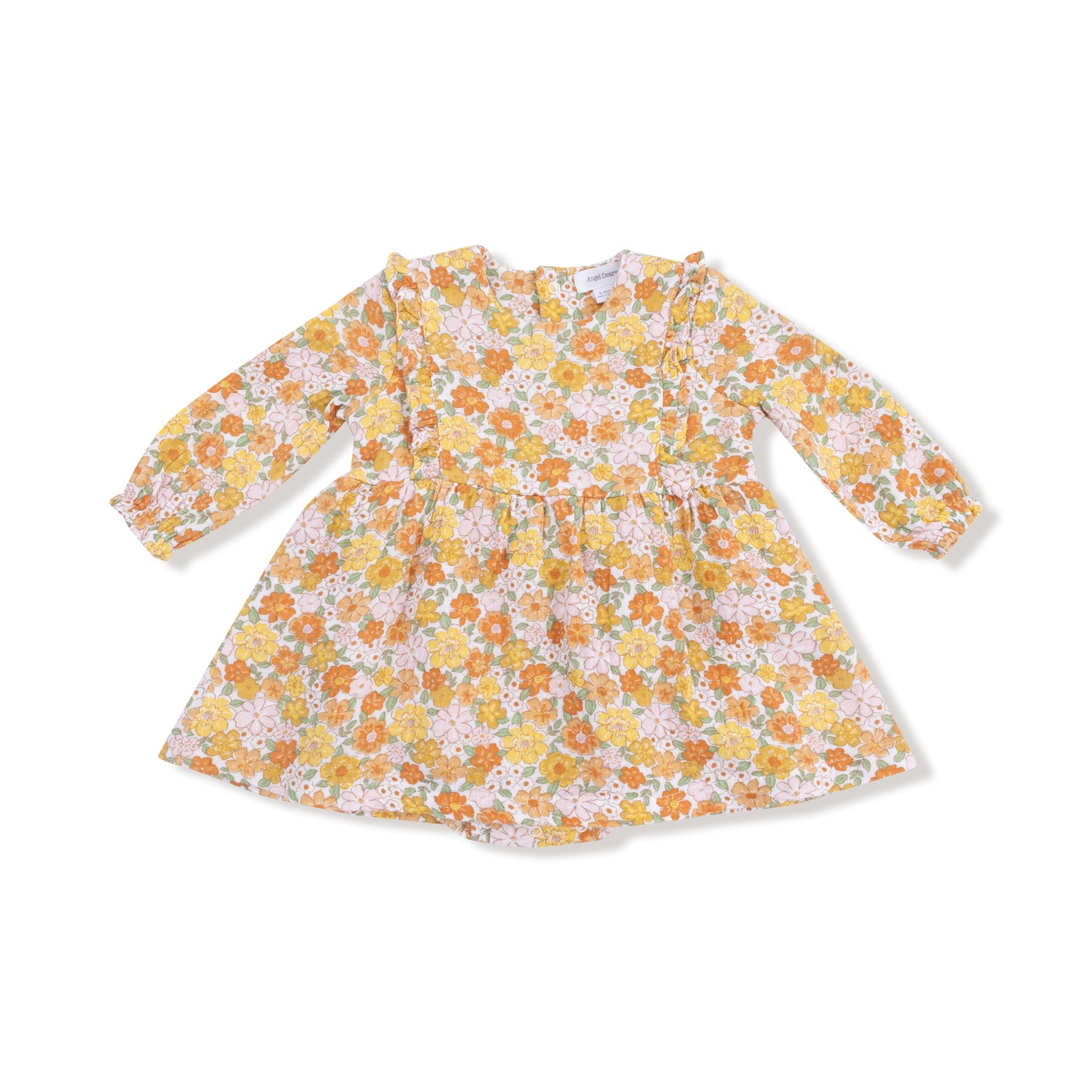 Ruffle Long Sleeve Bubble with Skirt in our  Sweet Amber Floral print from Angel Dear