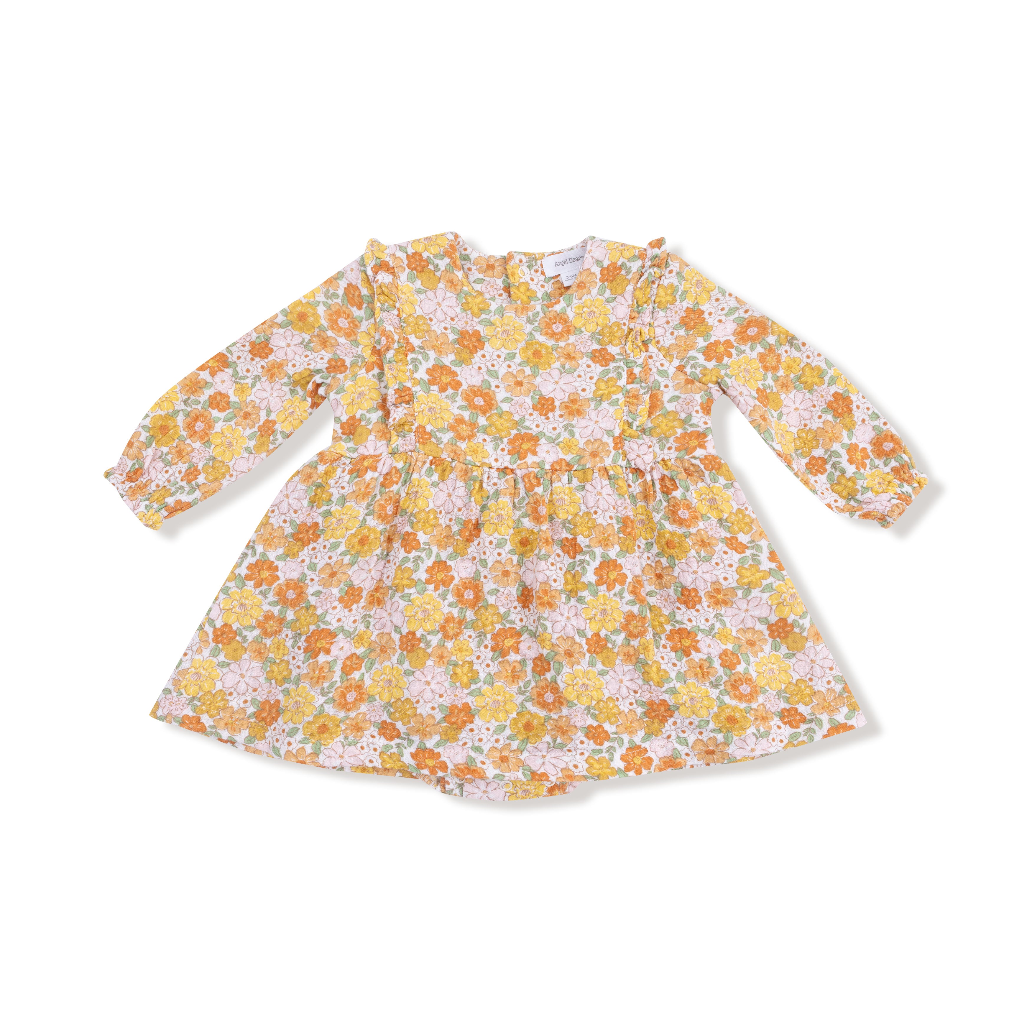 Ruffle Long Sleeve Bubble with Skirt in our  Sweet Amber Floral print from Angel Dear