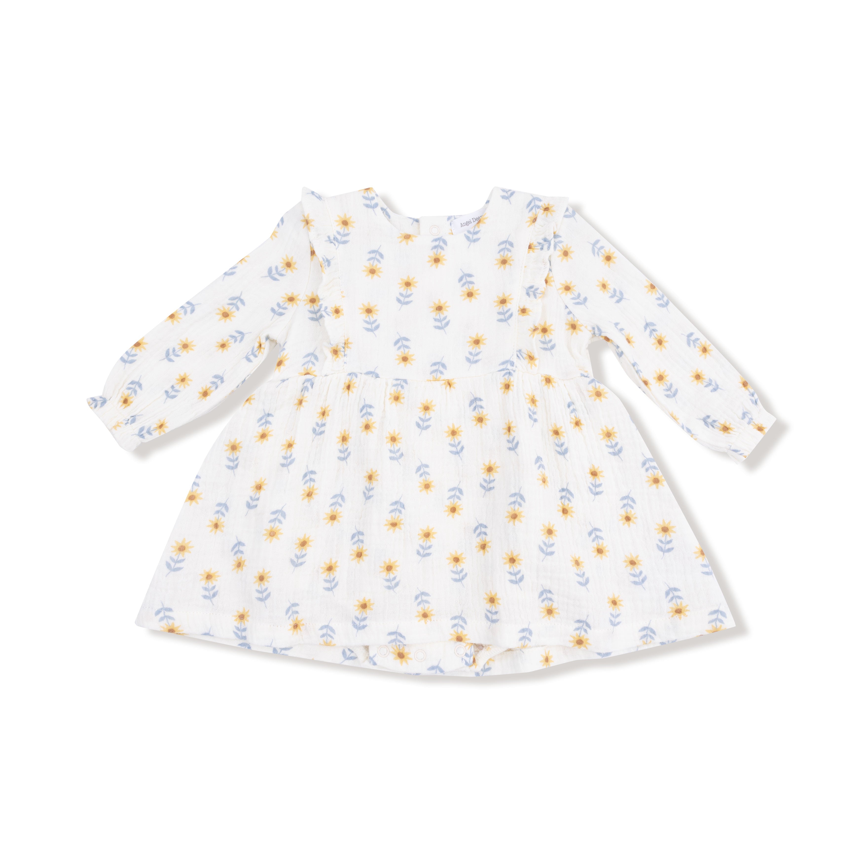 Ruffle Long Sleeve Bubble with Skirt in our  Western Sunflower print from Angel Dear