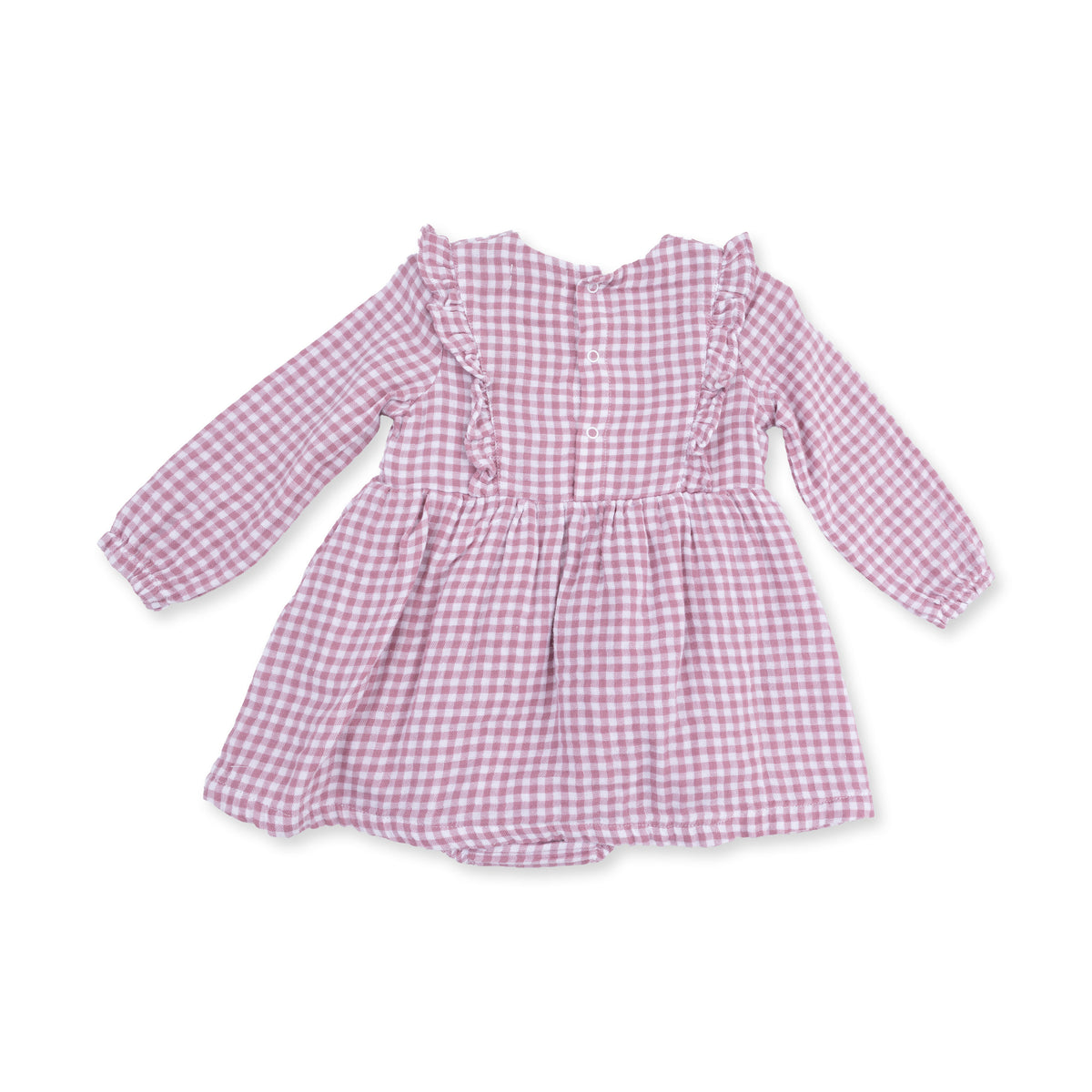 Berry Gingham - Long Sleeve Ruffle Bubble with Skirt