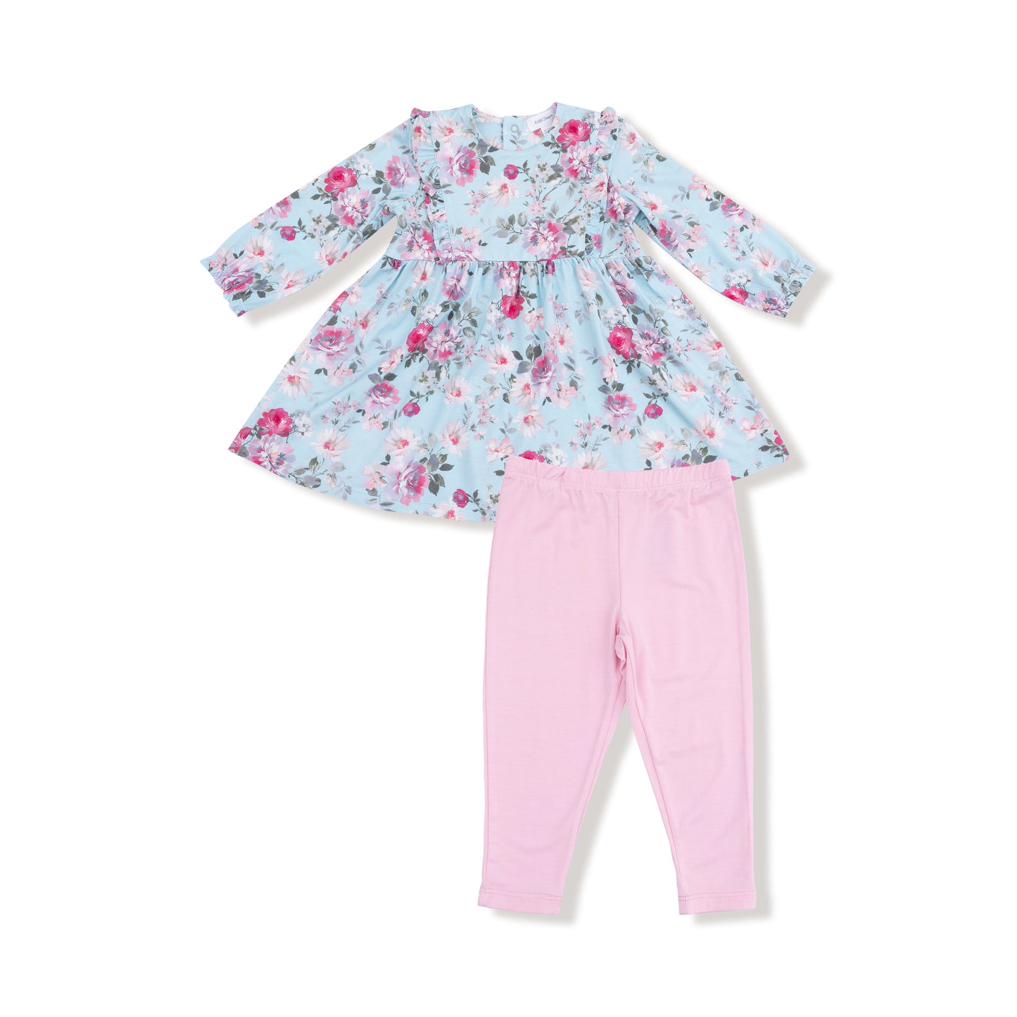 Ruffle Long Sleeve Dress + Legging in our  Charlotte Floral print from Angel Dear