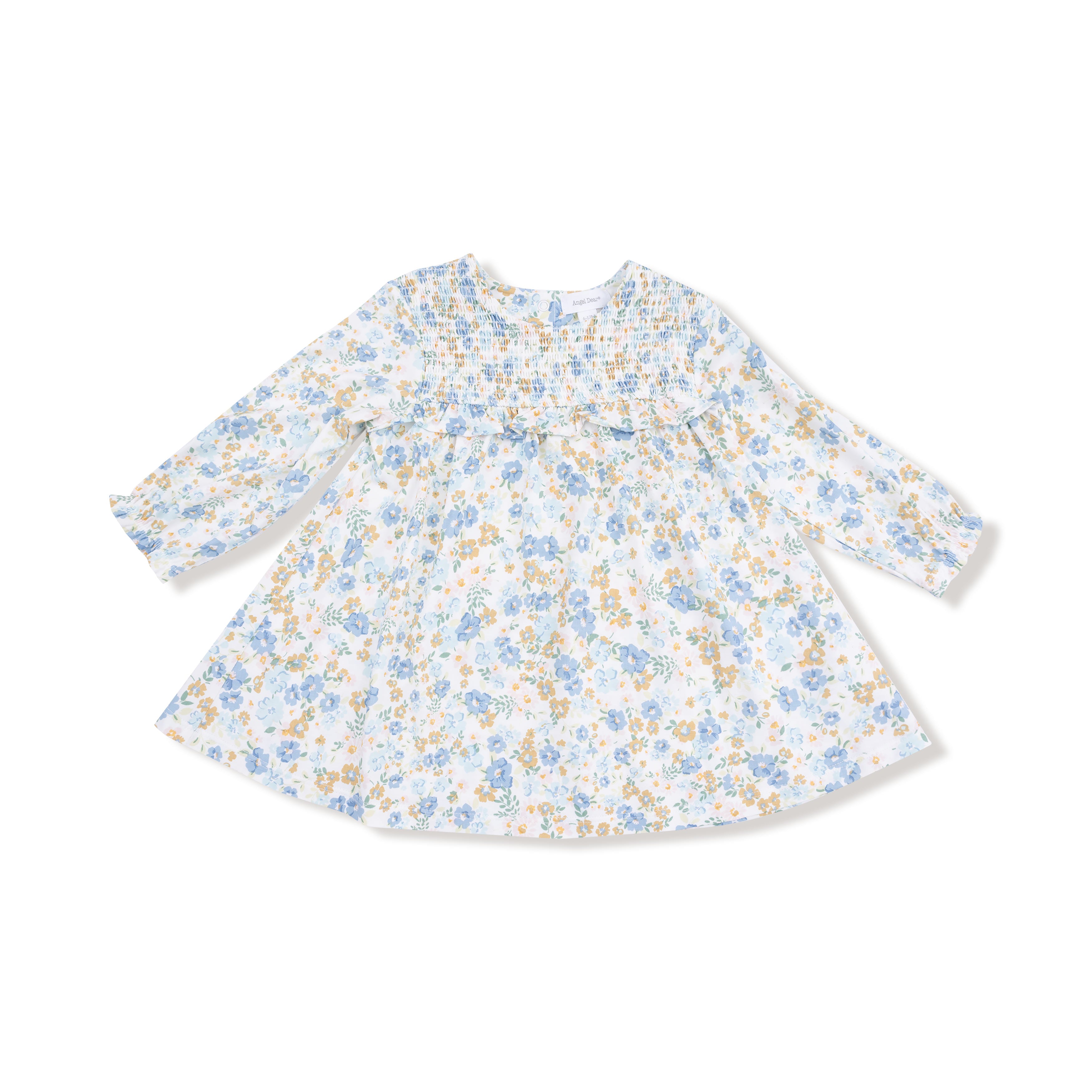 Smocked Ruffle Long Sleeve Dress + Legging in our  Sweet Rose Calico print from Angel Dear