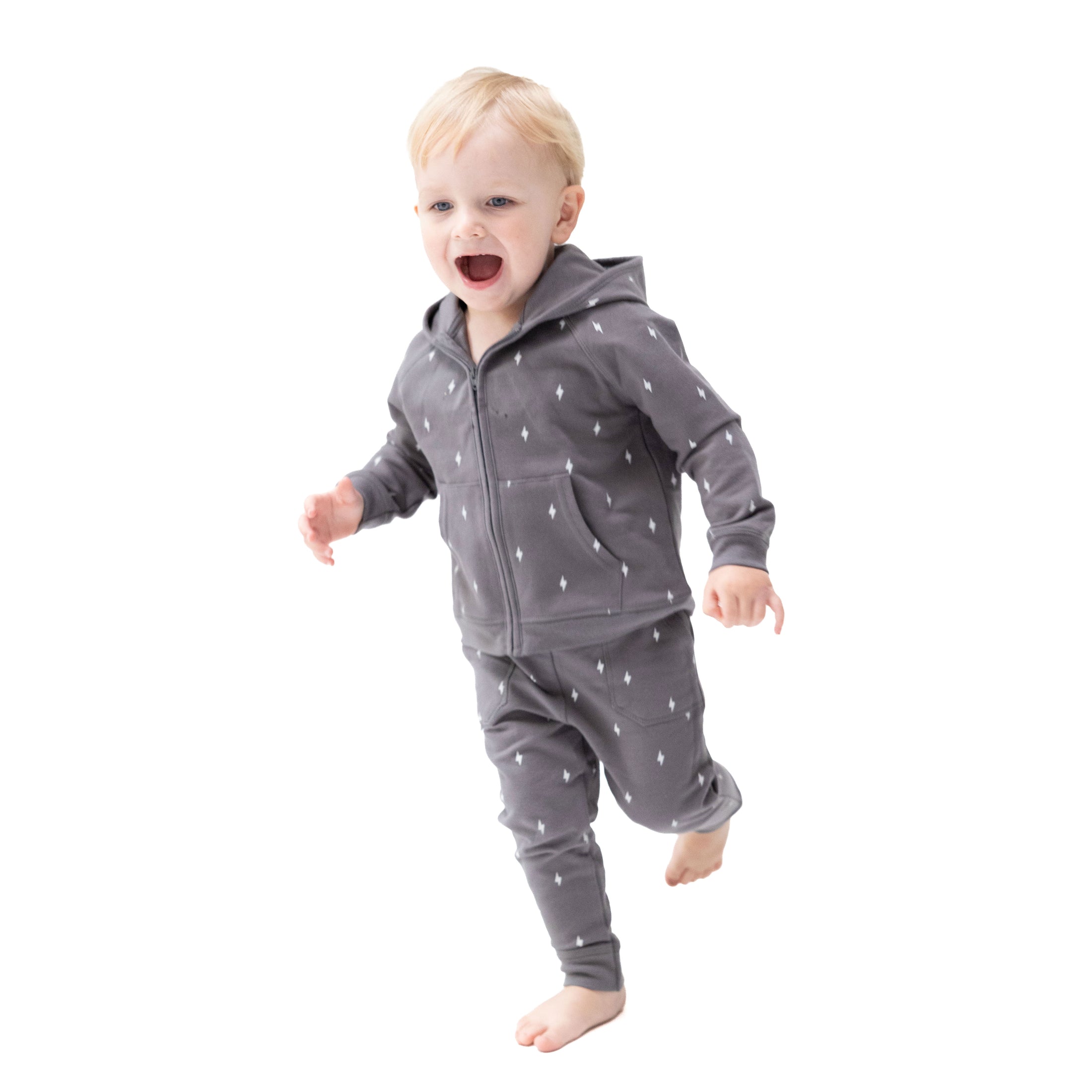 Boy in Lightning Bolt French Terry - Zip Hoodie