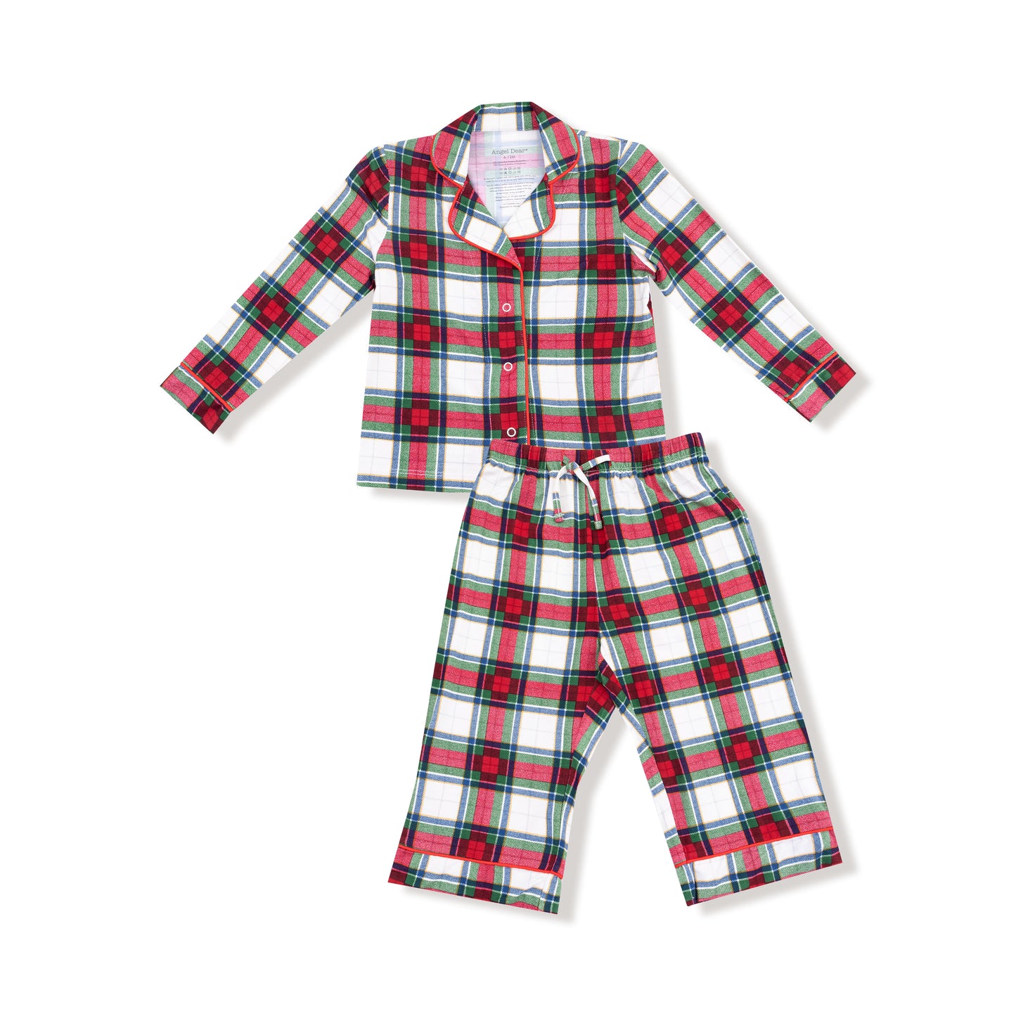 Kids Long Sleeve Coat Style with Pant in our  Holiday Plaid print from Angel Dear