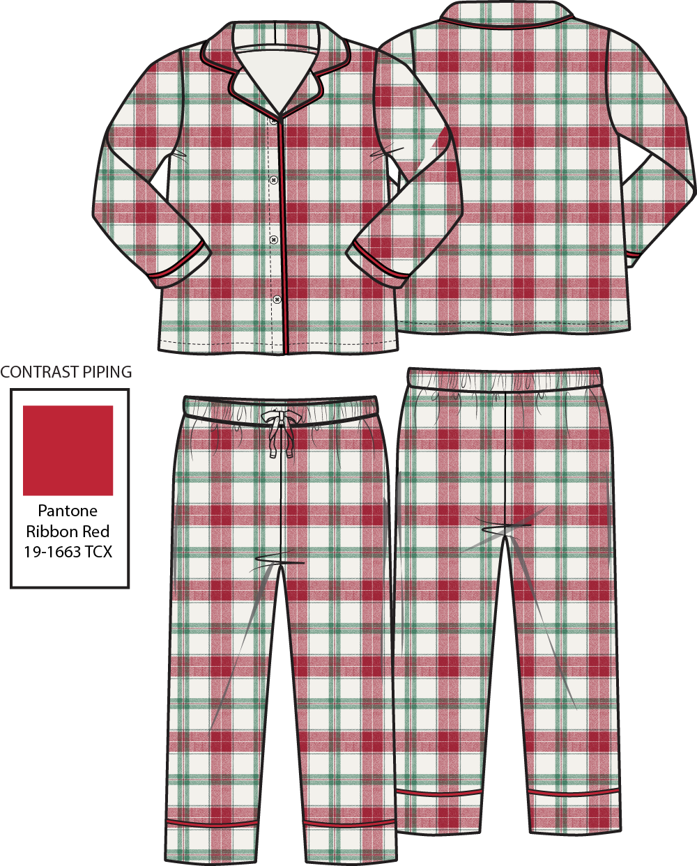 Holiday Plaid - Kids Long Sleeve Coat Style with Pant