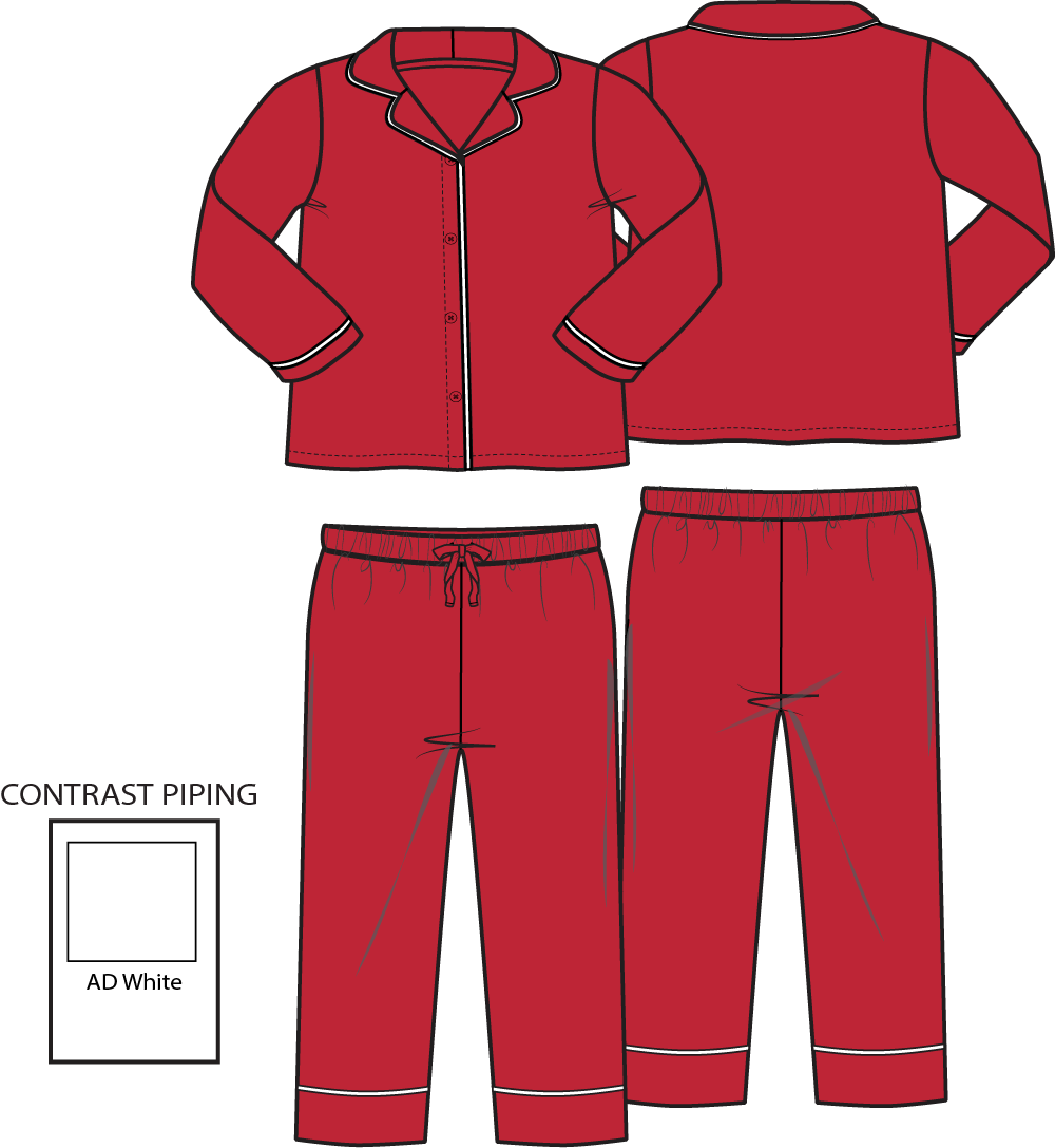 Ribbon Red - Kids Long Sleeve Coat Style with Pant