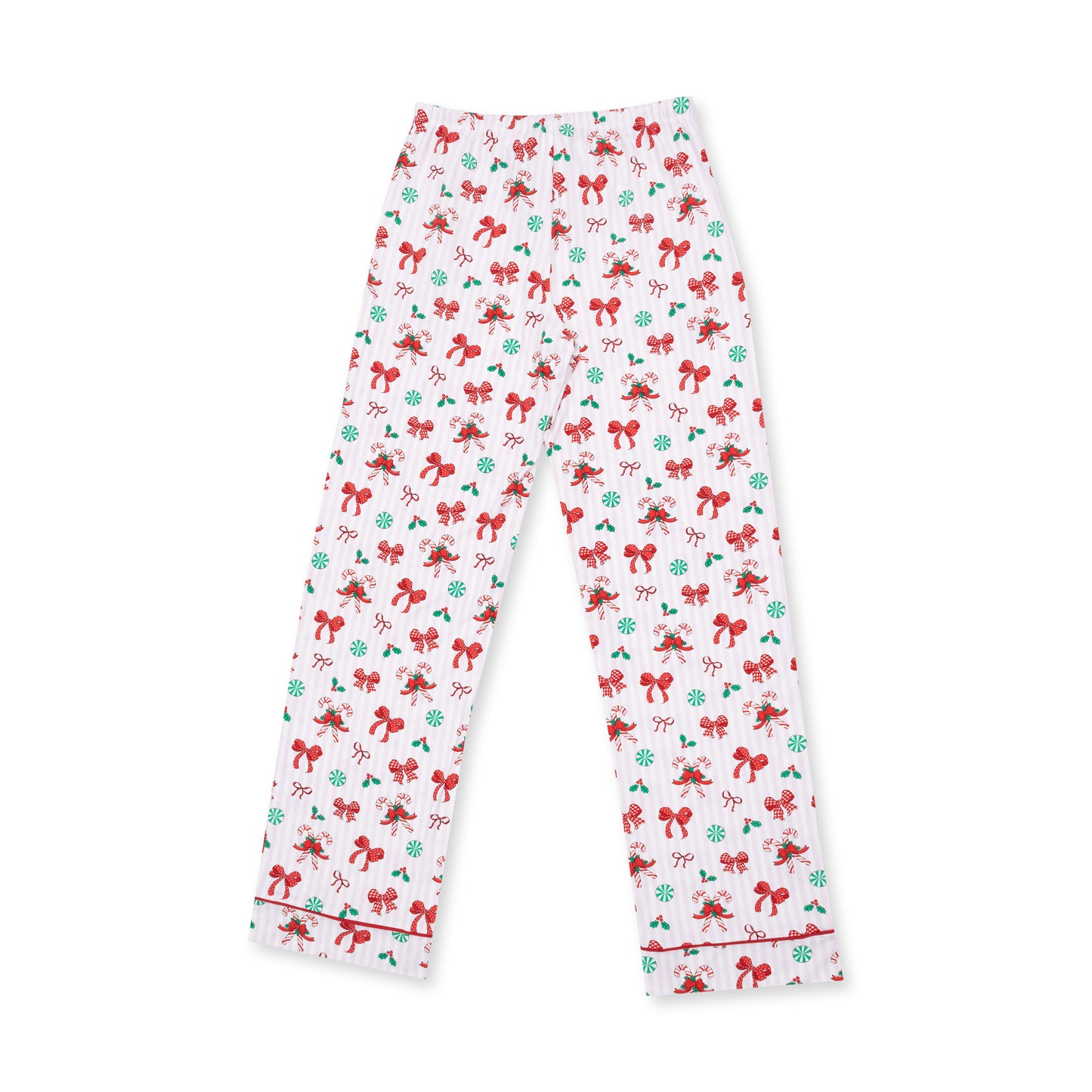 Bows & Candy Canes - Adult Long Sleeve Coat Style with Pants
