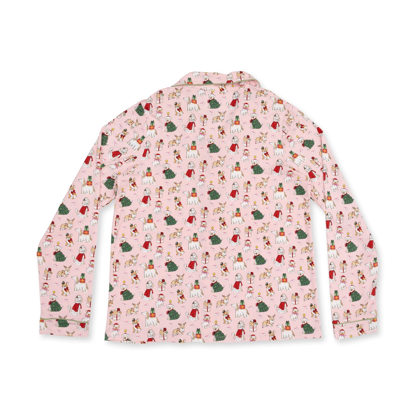 Christmas Dogs Pink - Adult Long Sleeve Coat Style and Pant with Pockets