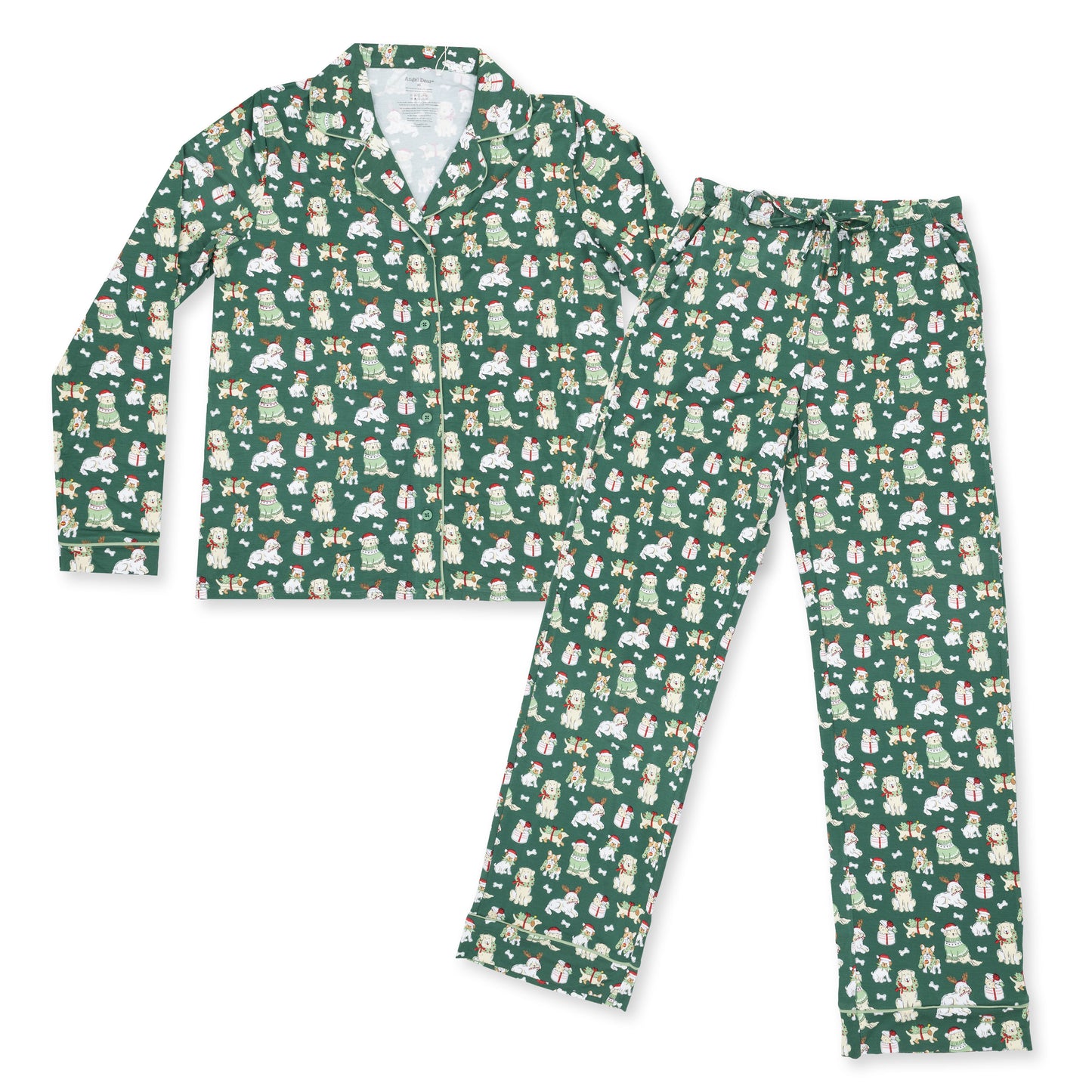 Christmas Dogs Uni - Adult Long Sleeve Coat Style and Pant with Pockets