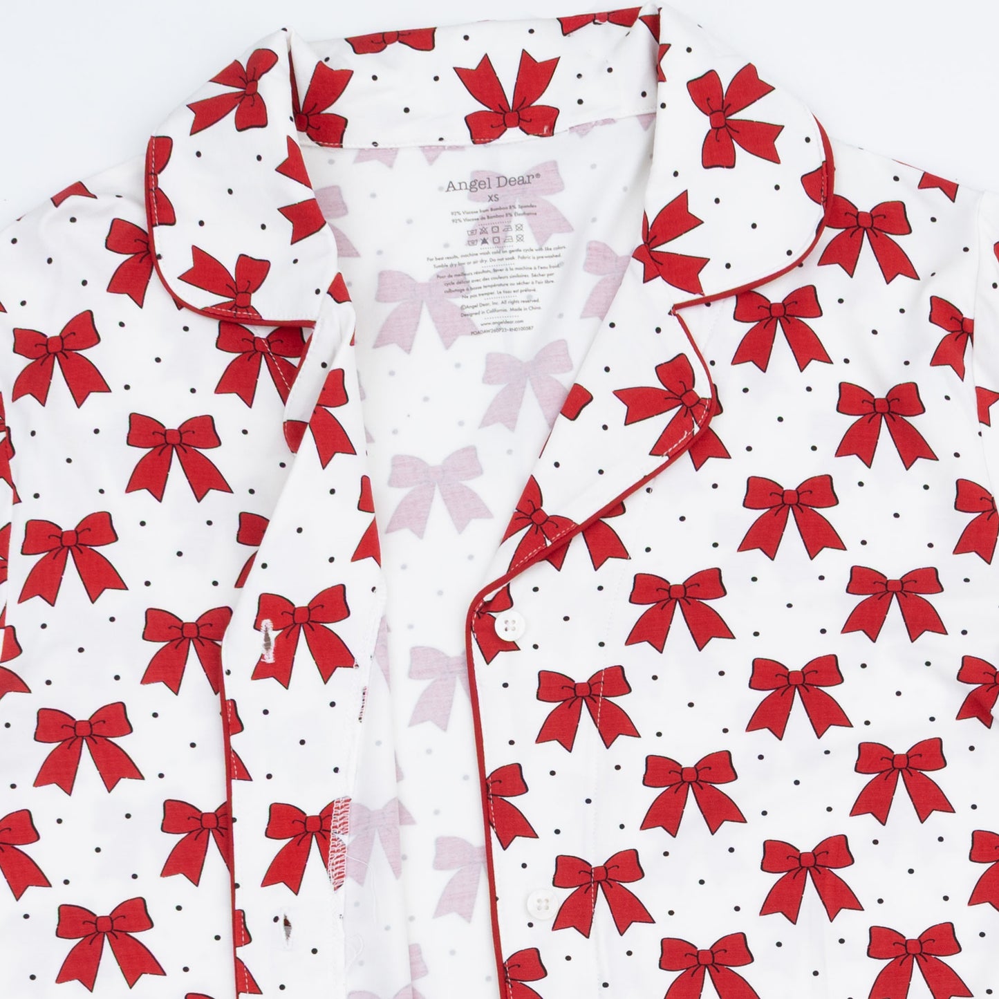 Festive Bows - Adult Long Sleeve Coat Style with Pants