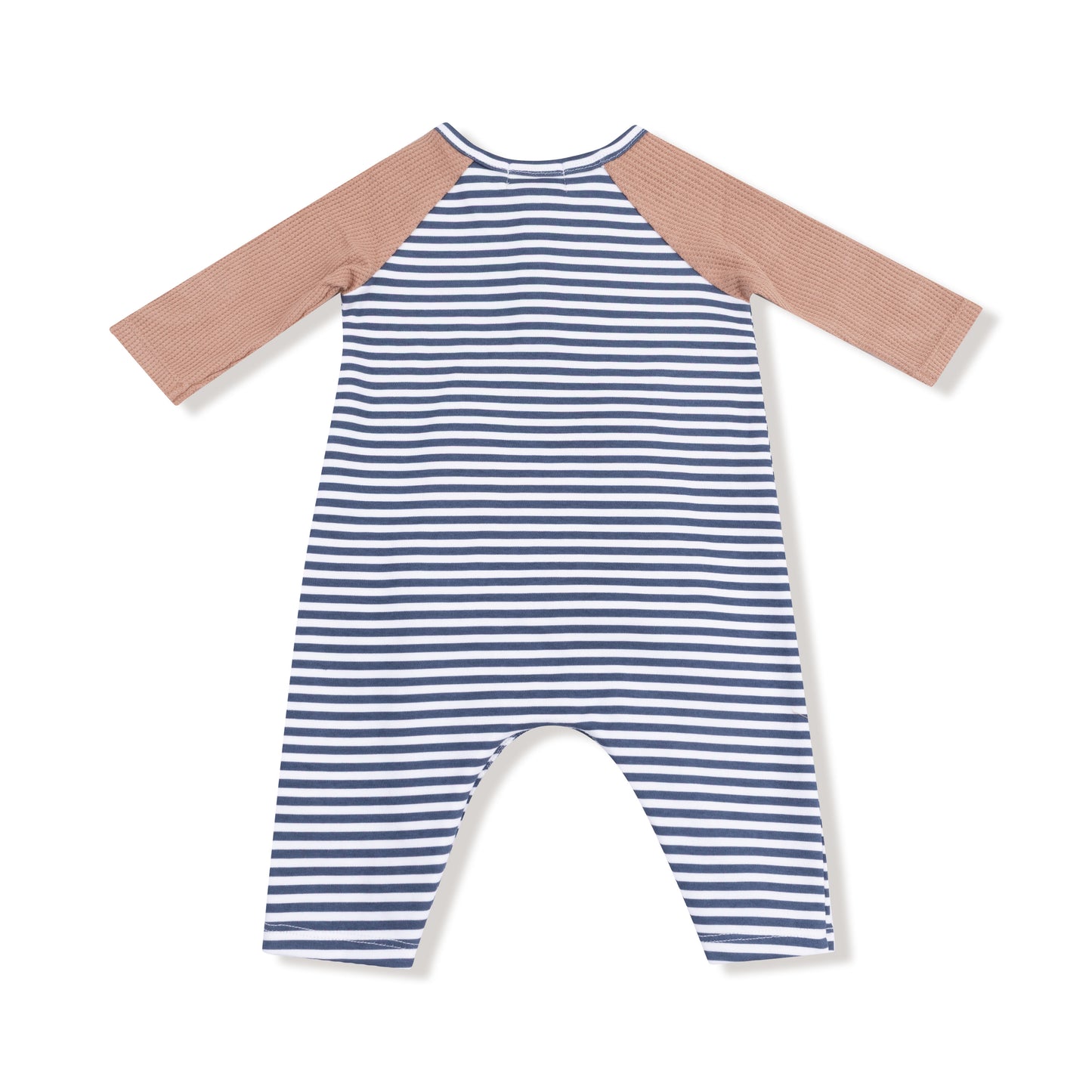 Long Sleeve Raglan Henley Romper in our  Stripes with Football print from Angel Dear