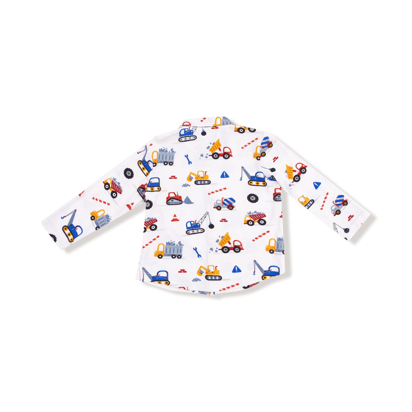 Long Sleeve Polo with Full Front Placket in our  Crayon Construction print from Angel Dear