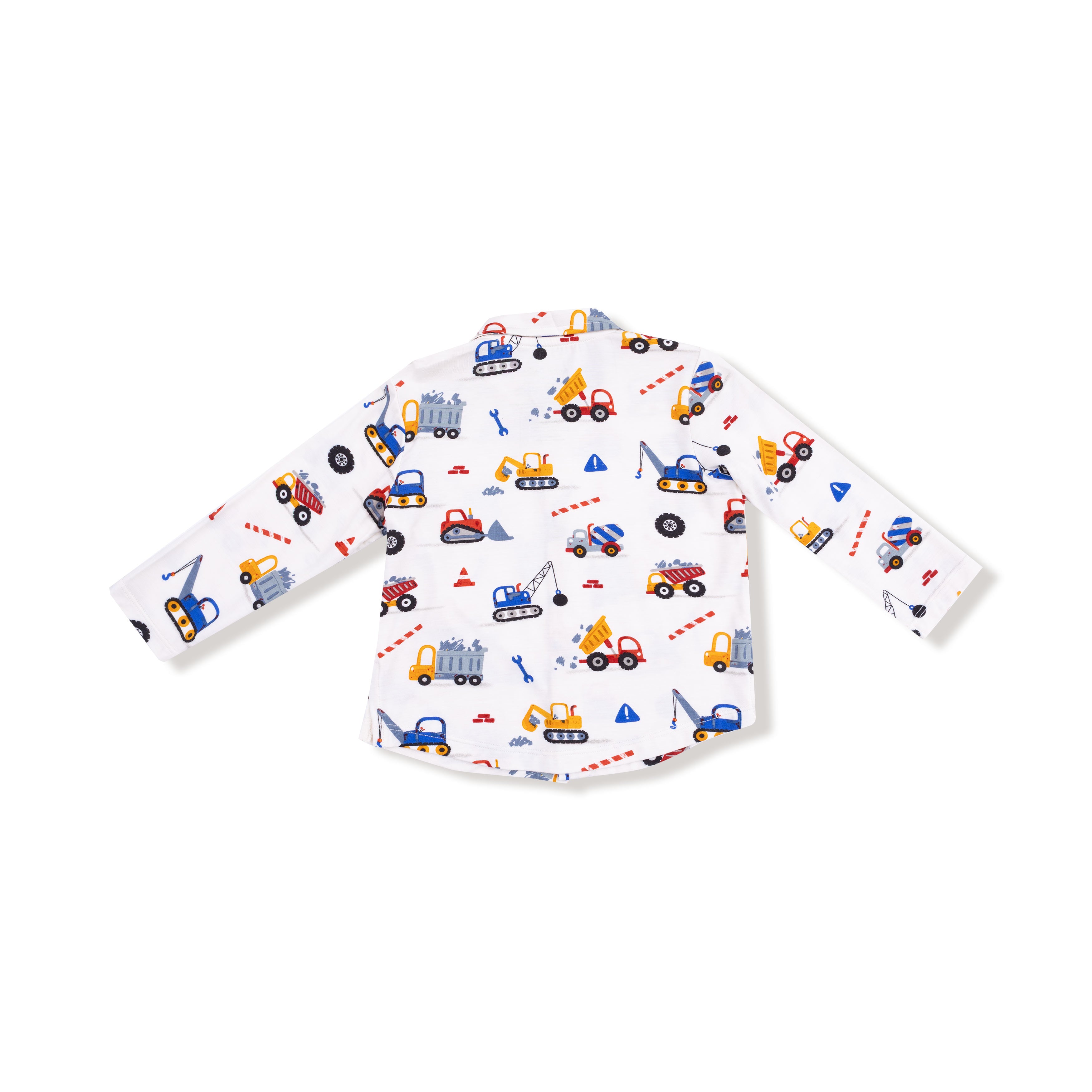 Long Sleeve Polo with Full Front Placket in our  Crayon Construction print from Angel Dear