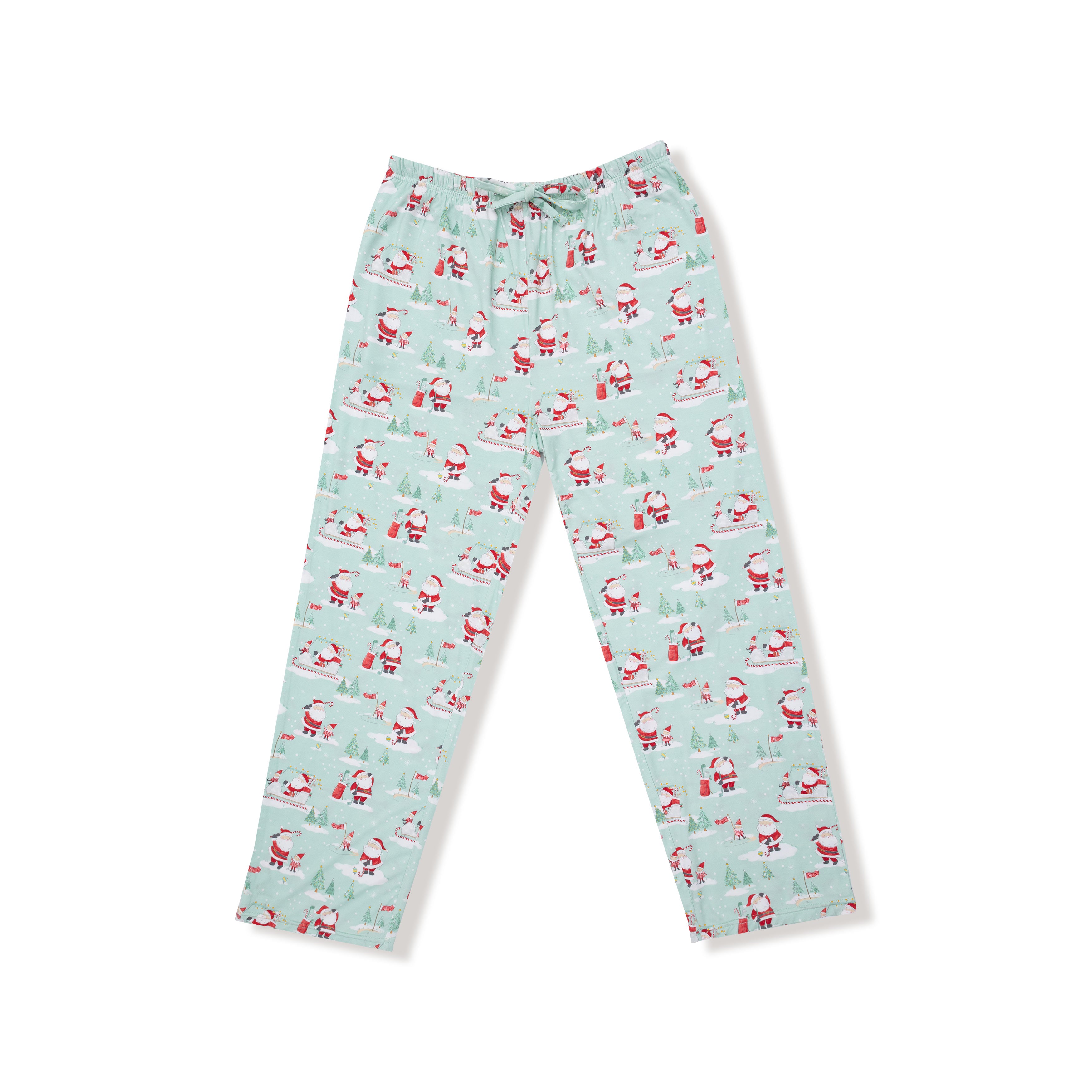 Adult Bottom with Pockets in our  Golfing Santa and Elves print from Angel Dear