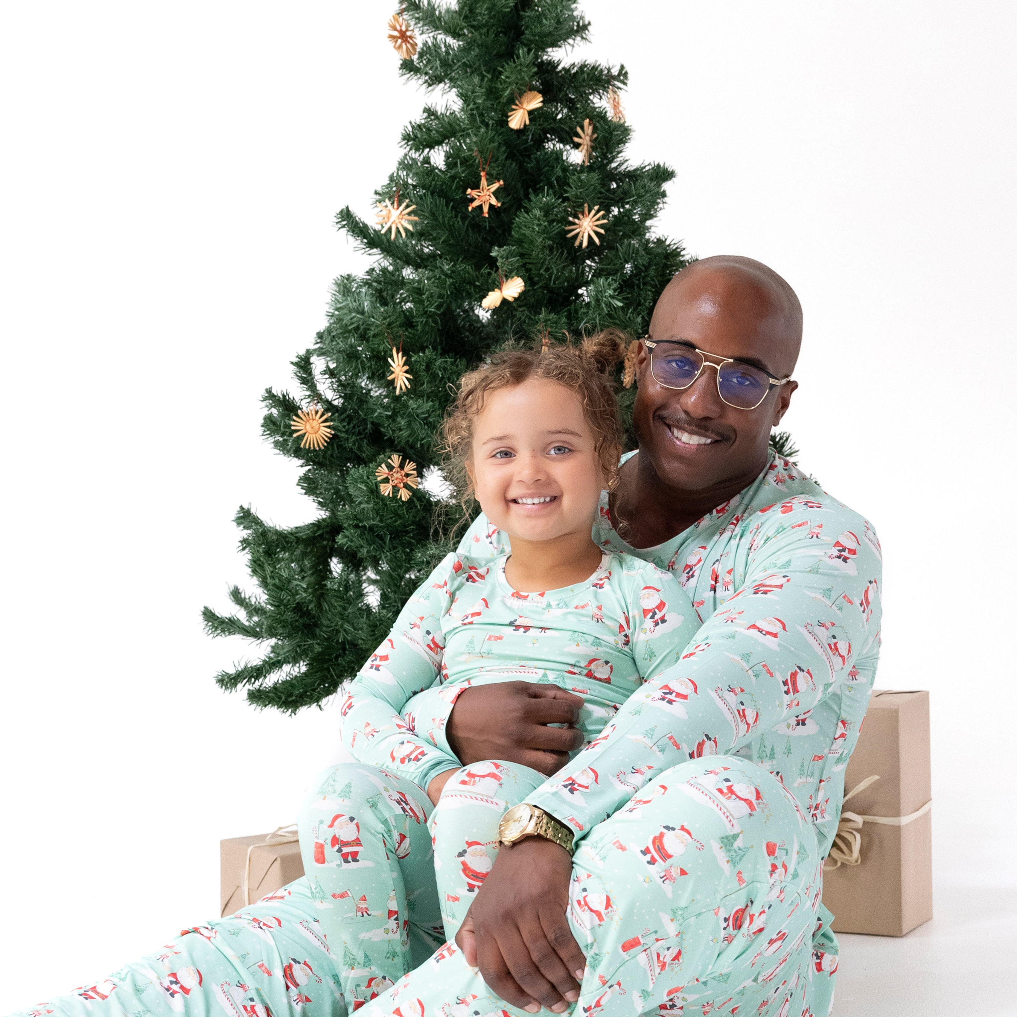 Adult Long Sleeve Top in our  Golfing Santa and Elves print from Angel Dear