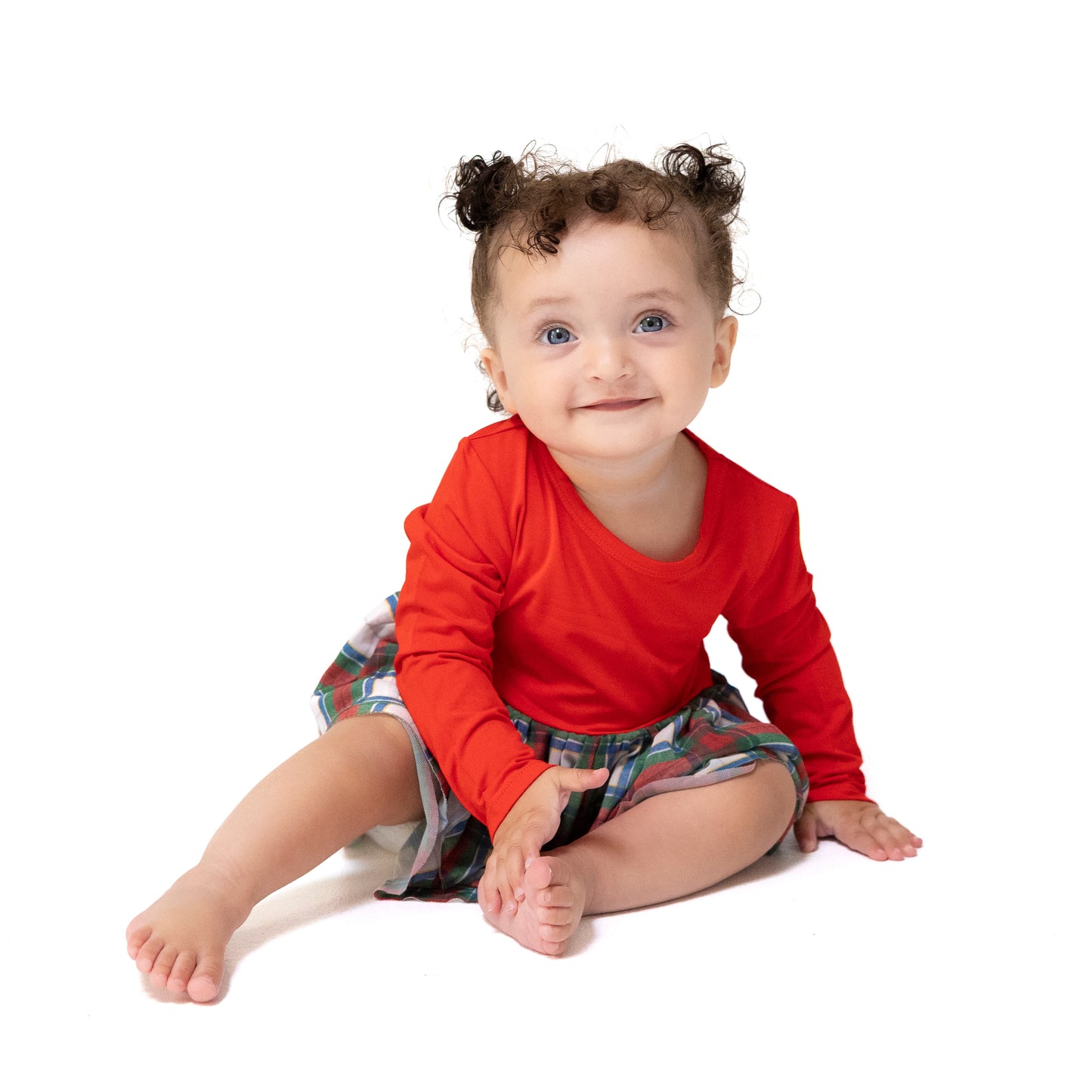 Long Sleeve Tutu Bodysuit in our  Holiday Plaid print from Angel Dear