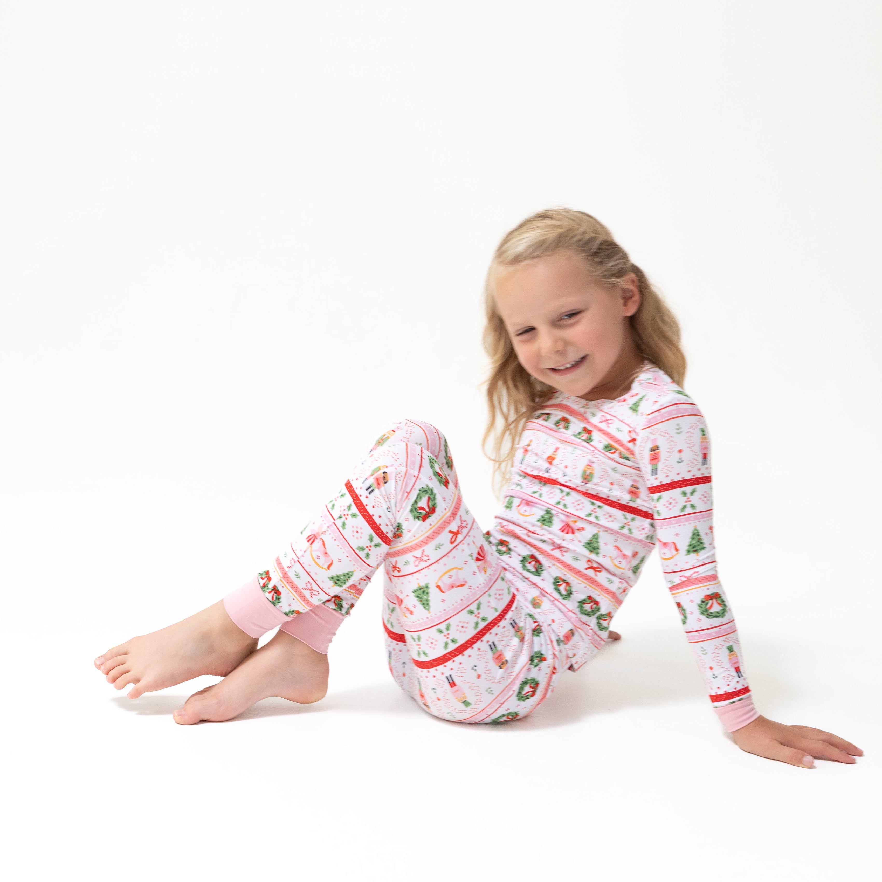 Long Sleeve Loungewear Set in our  Sugar Plum Fairy - Nutcracker Fair Isle - Pink print from Angel Dear