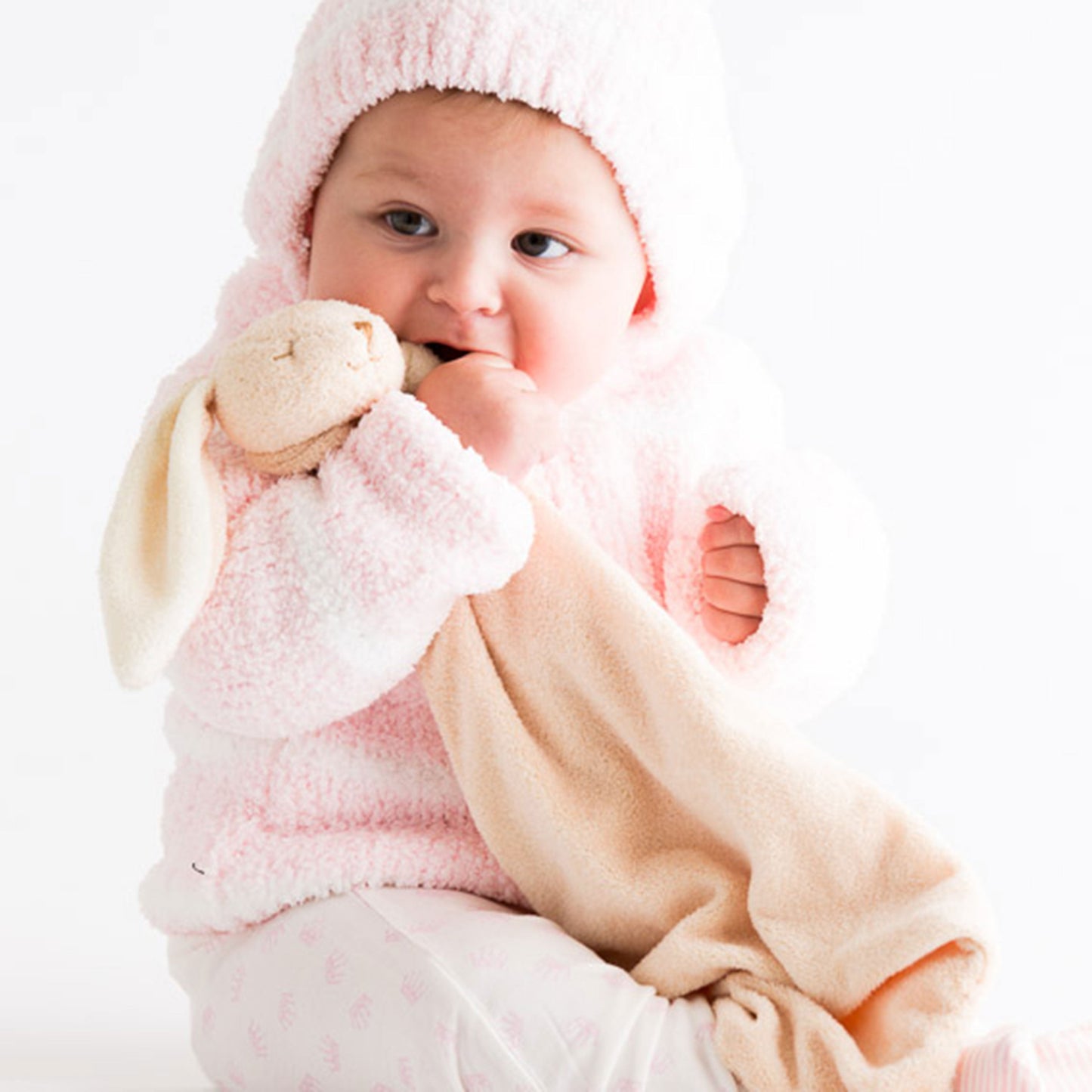 Chenille Hoodie - Pretty Pink & Ivory Stripe-Angel Dear