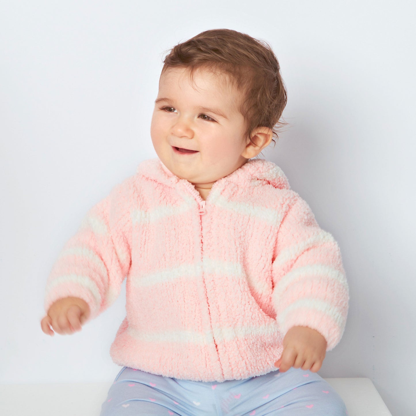 Chenille Hoodie - Pretty Pink & Ivory Stripe-Angel Dear