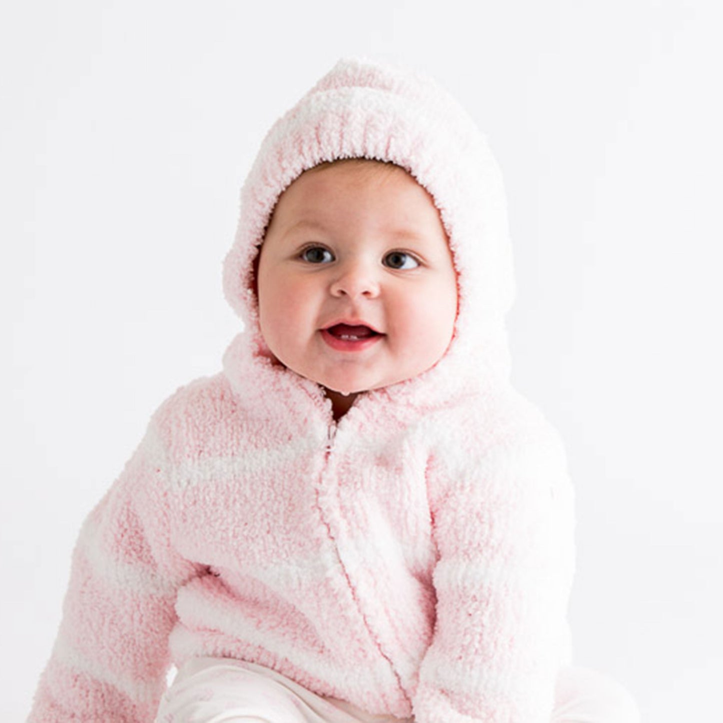 Chenille Hoodie - Pretty Pink & Ivory Stripe-Angel Dear