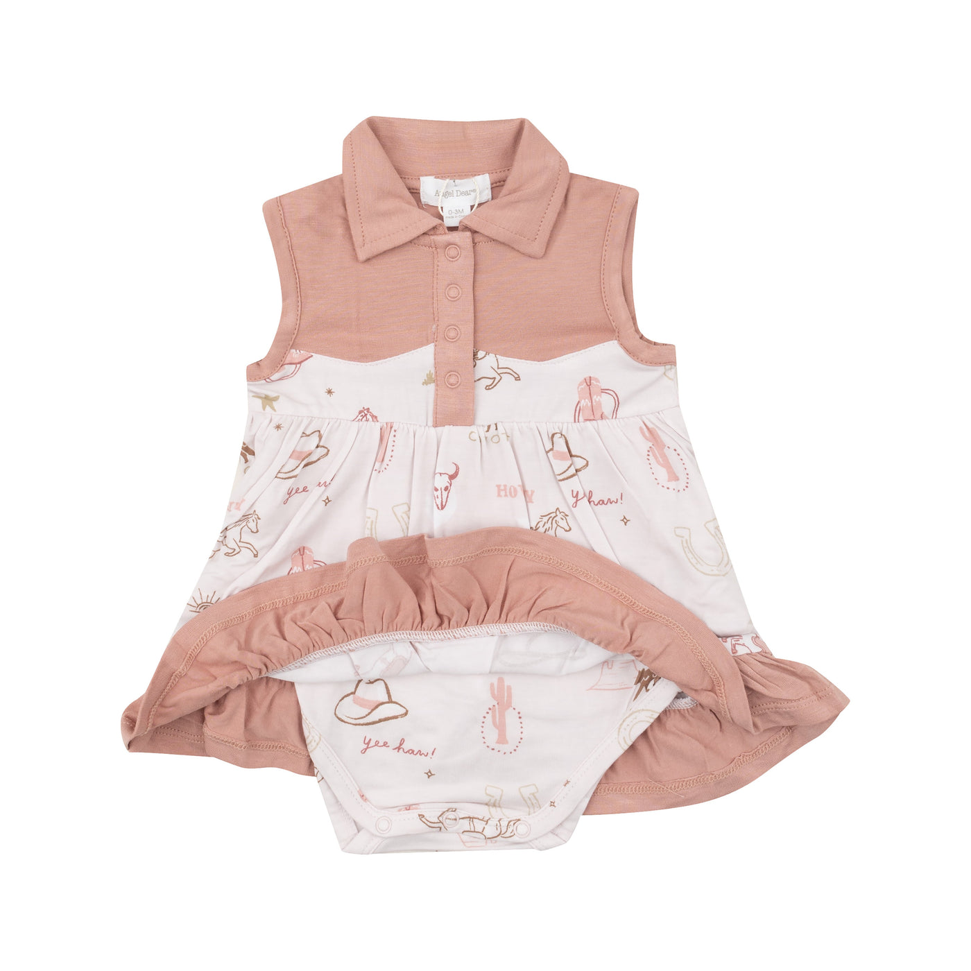 Cowgirl Bodysuit Dress - Wild West Pink-Angel Dear