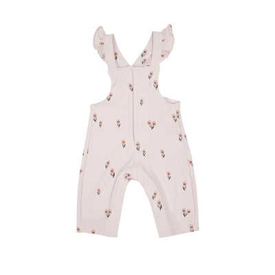 Front Snap Ruffle Overall - Pretty Pink Floral - Angel Dear