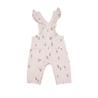 Front Snap Ruffle Overall - Pretty Pink Floral - Angel Dear