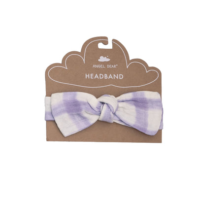 Headband - Lavender Rose + Gingham - Angel Dear