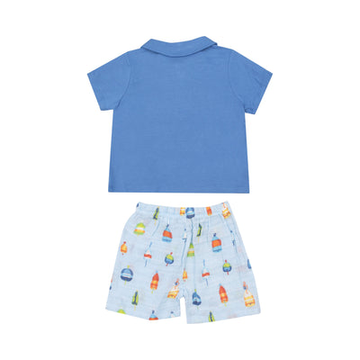 Muslin Short And Polo Shirt Set - Buoys by Angel Dear