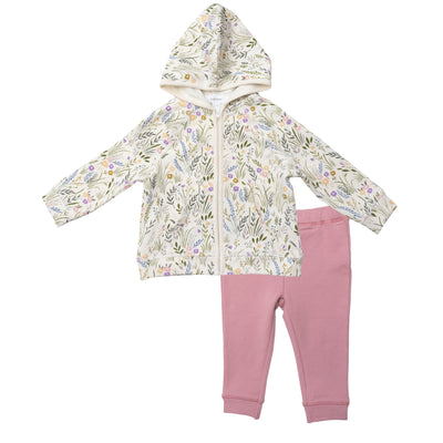 Organic Cotton French Terry Zip Hoodie + Jogger - Riverbank Floral - Angel Dear