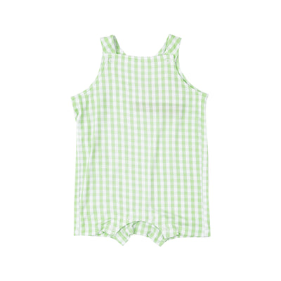 Overall Shortie - Mini Gingham Green by Angel Dear