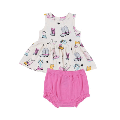 Peplum Tank And Bloomer - Boots Pink - Angel Dear