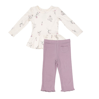 Peplum Top And Flare Pant - Wispy Floral - Angel Dear