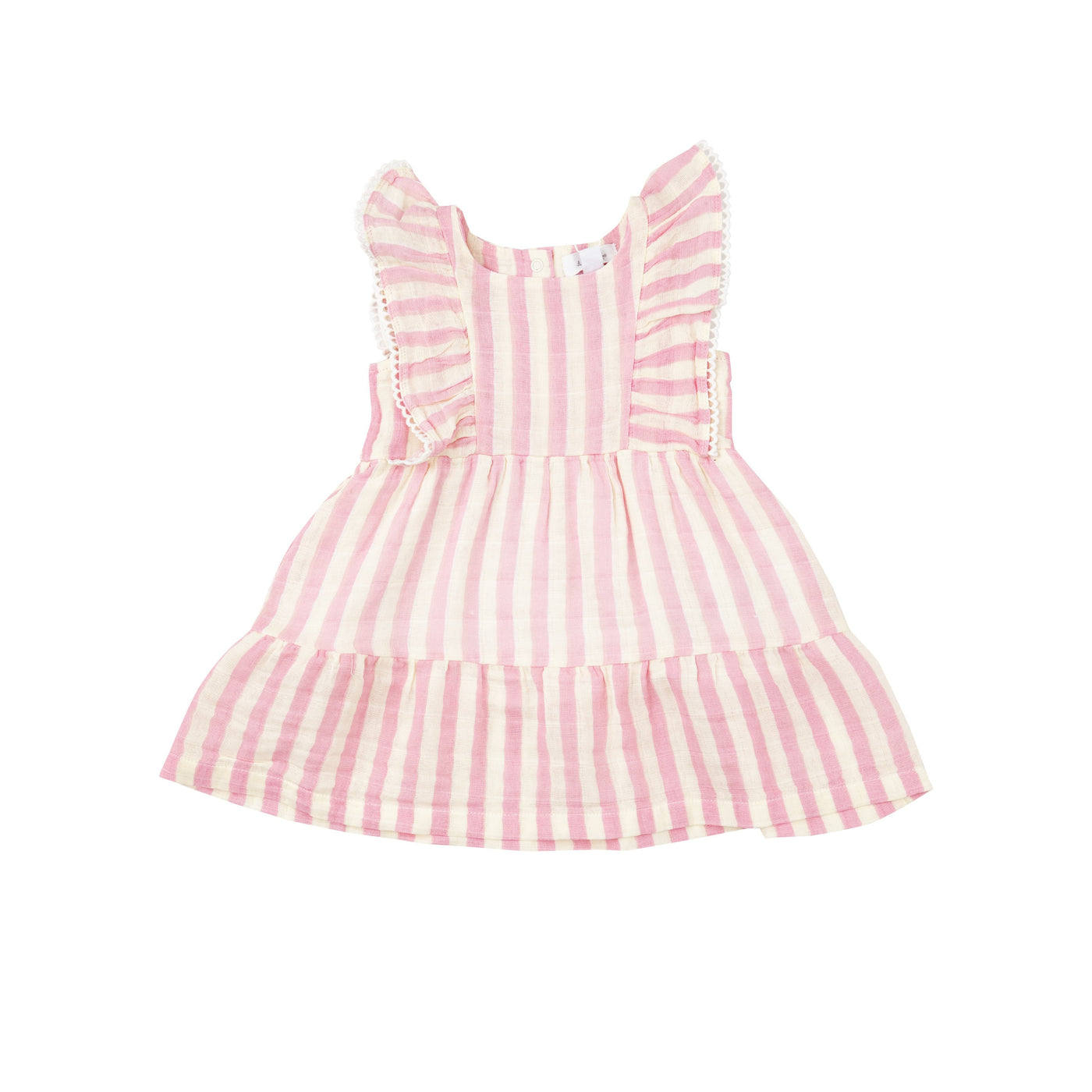 Picot Edged Dress + Diaper Cover - Pink Stripe by Angel Dear