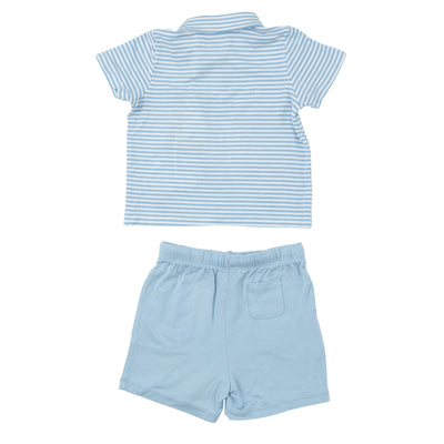Polo Shirt & Short Set - Dream Blue Stripe - Angel Dear