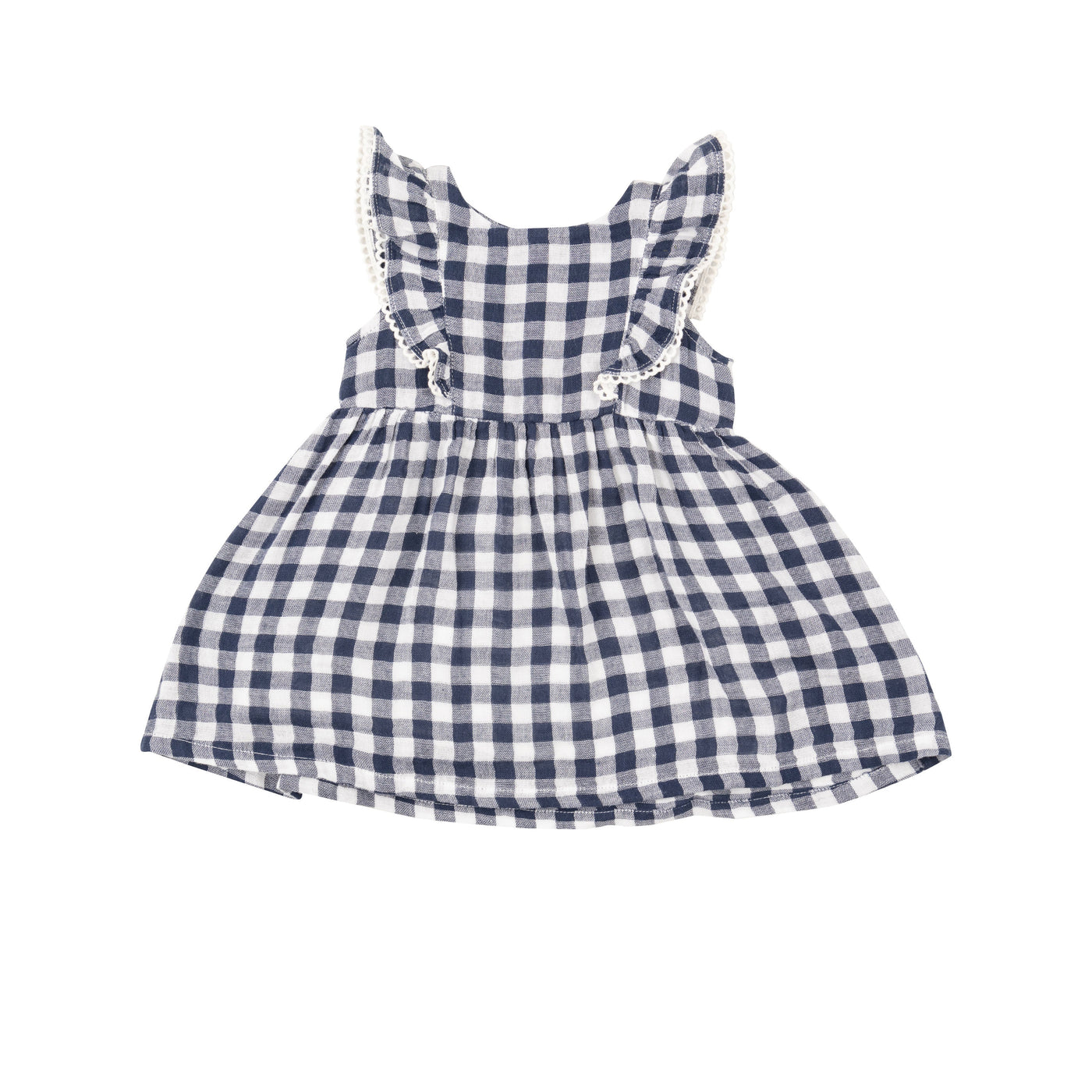 Ruffle Dress + Diaper Cover - Gingham Navy by Angel Dear