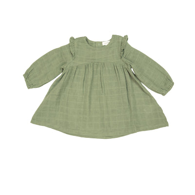 Ruffle Shoulder Dress And Legging - Oil Green Solid - Angel Dear