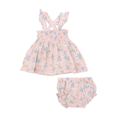 Ruffle Strap Smocked Top And Diaper Cover - Gathering Daisies - Angel Dear